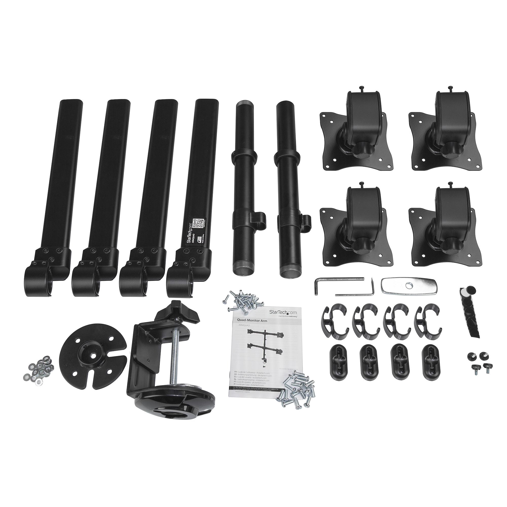 Desk Mount Quad Monitor Arm - Steel