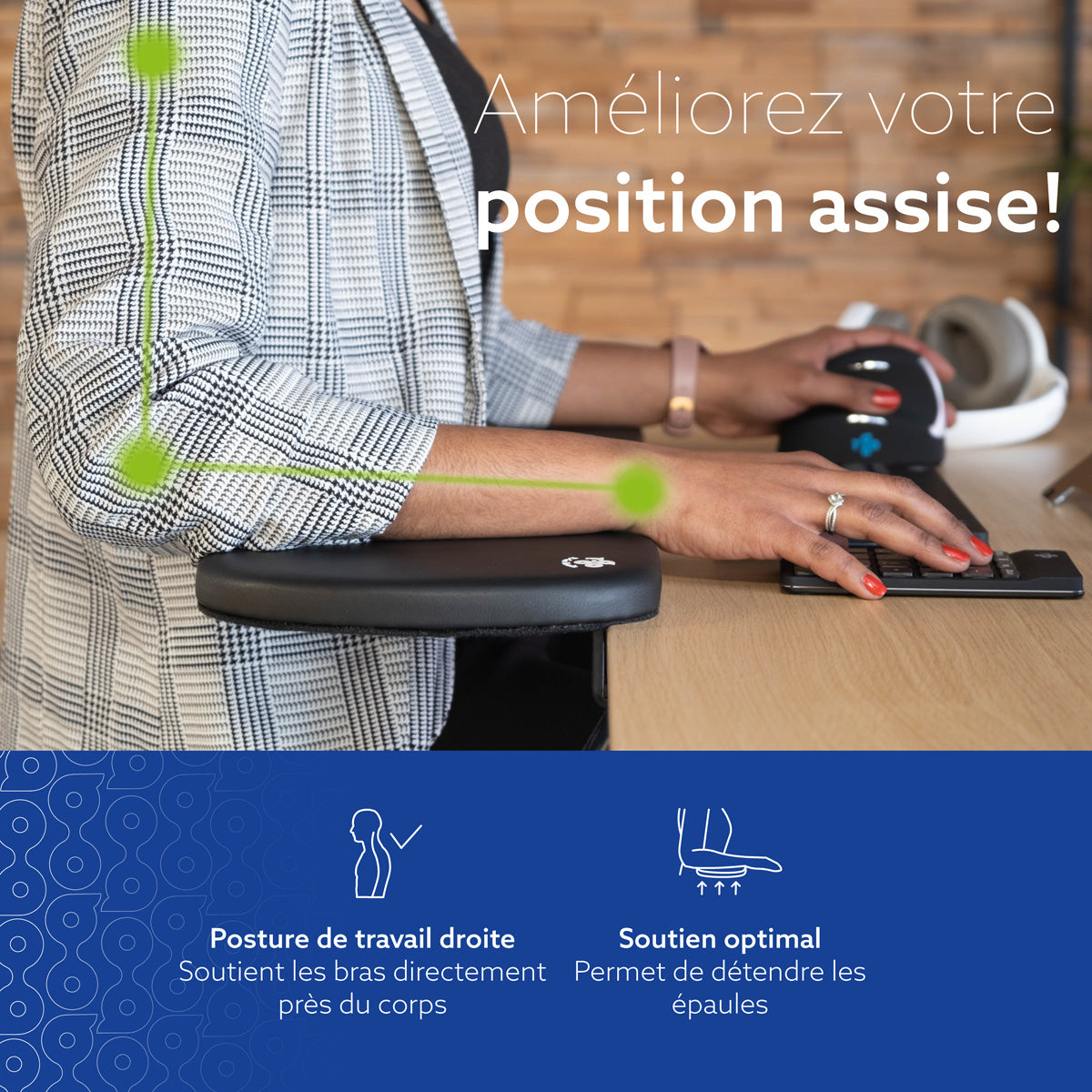 R-GO TOOLS Accoudoir symétrique avec découpe abdominale