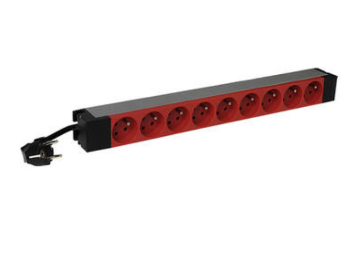 LEGRAND MULTIPRISE 19" 1U 9 PRISES ROUGES DETROMPEES
