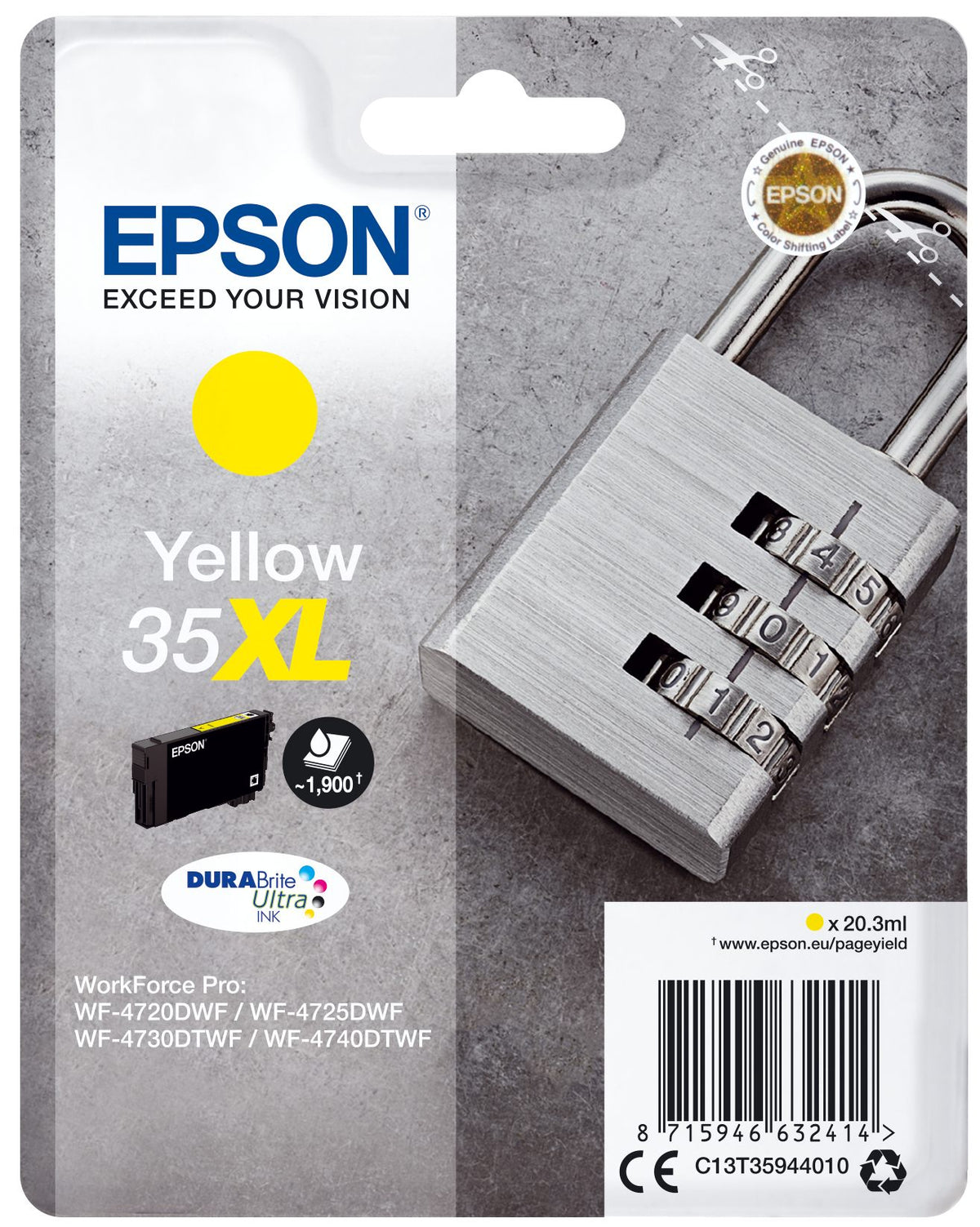 Ink/35XL Padlock 20.3ml YL SEC