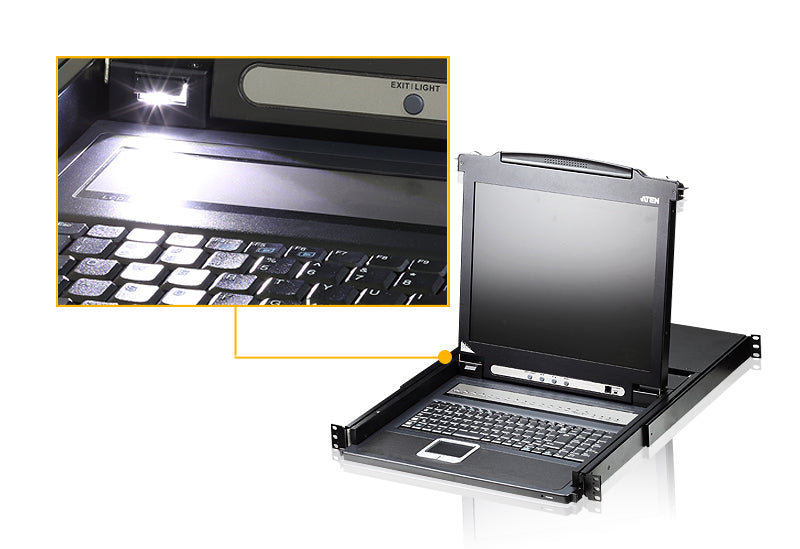 Aten CL1016M console LCD 17  simple rail KVM 16 ports VGA/USB-PS2