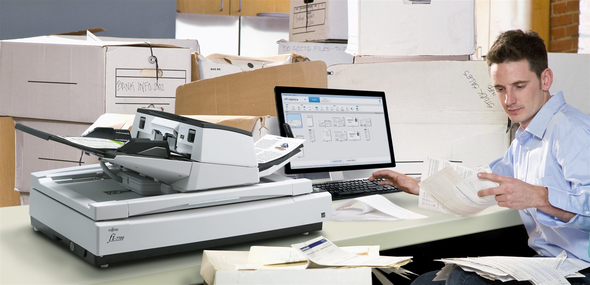 RICOH fi-7700 Scanner A3 100ppm 200ipm A3 ADF and Flatbed duplex document scanner. Incl PaperStream IP, PaperStream Capture