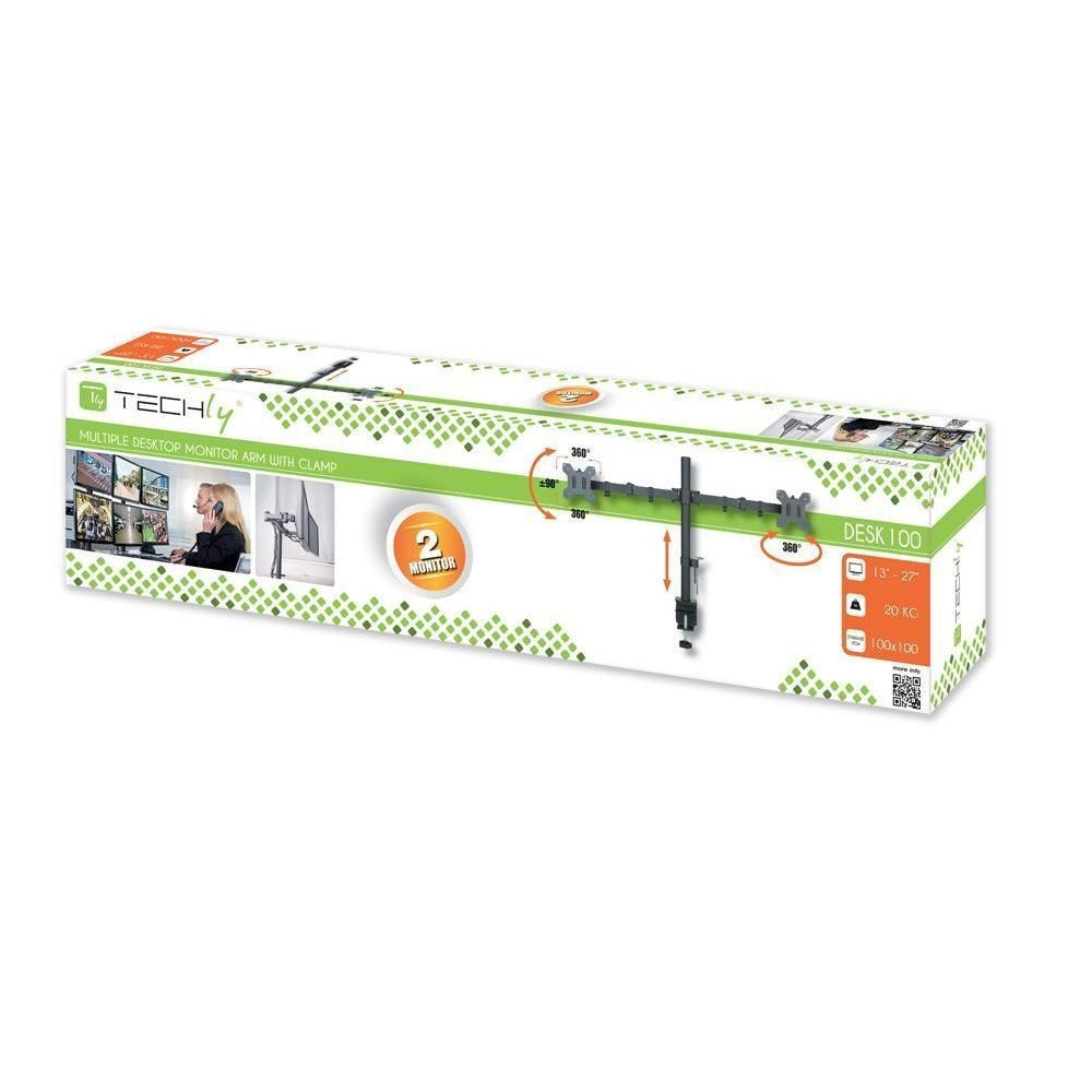 Techly ICA-LCD 382-D Support de double moniteur 13-27” LCD 10kg de bureau rotatif