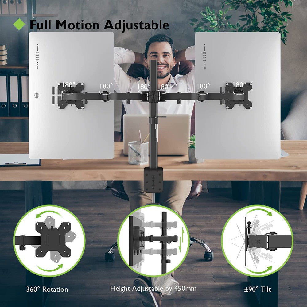 Techly ICA-LCD 382-D Support de double moniteur 13-27” LCD 10kg de bureau rotatif