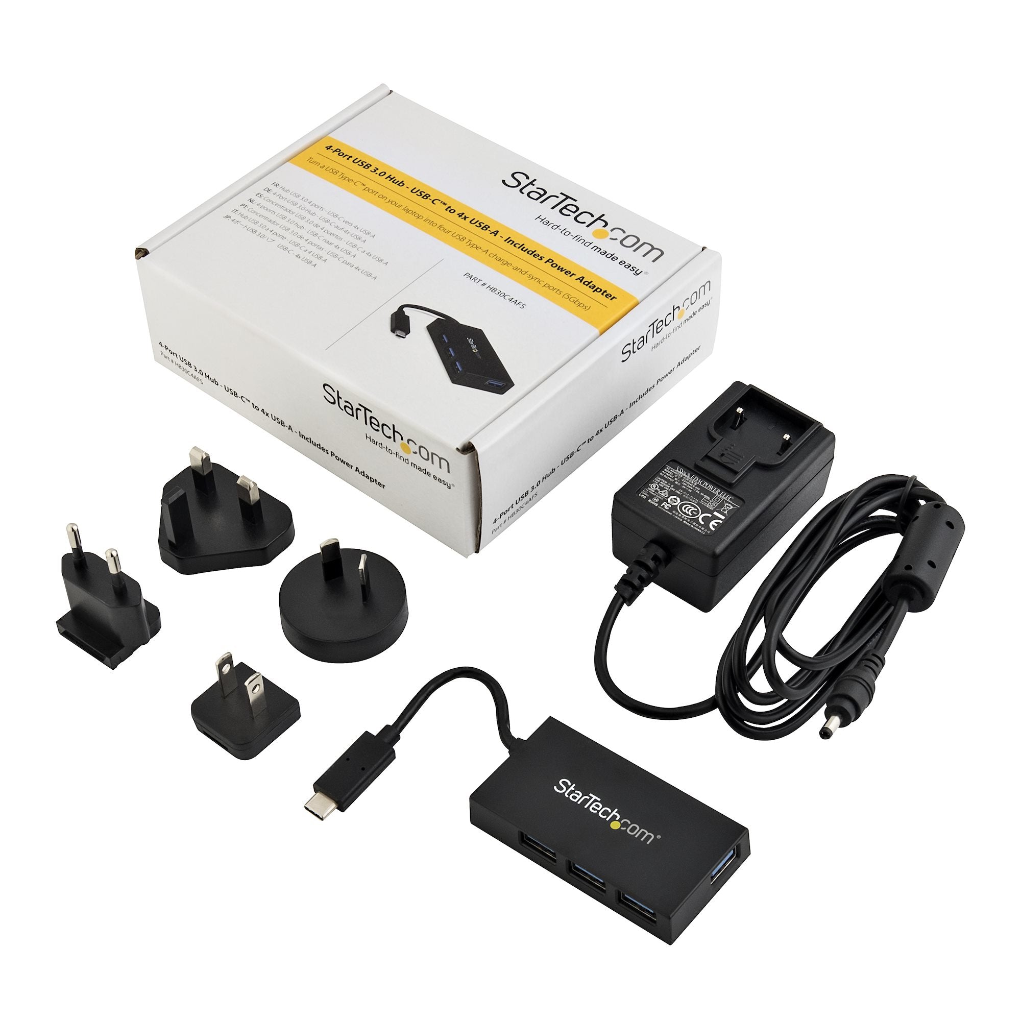 Hub USB C 4 Port - C to A - Power Adapt