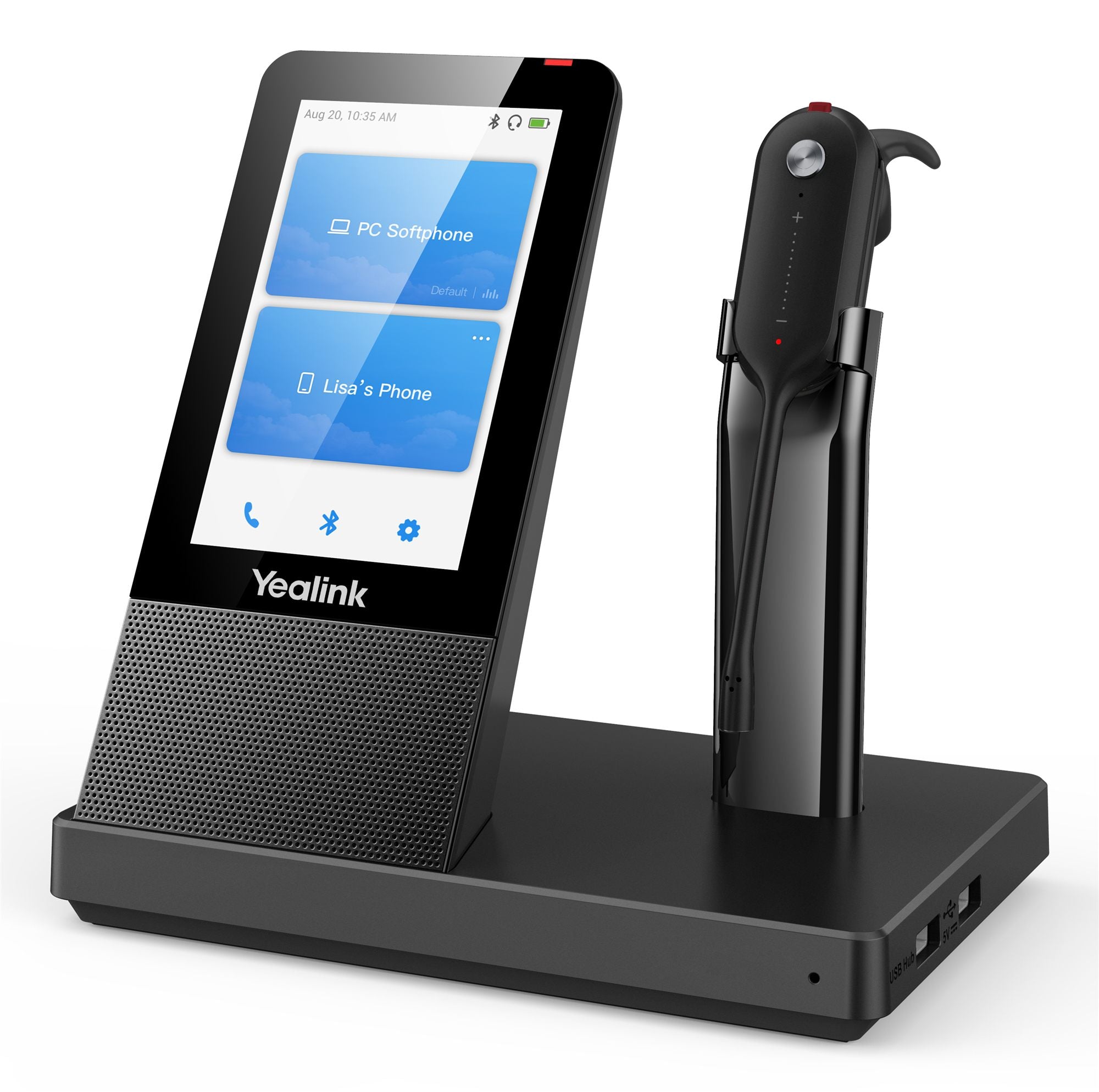 Yealink WH67 UC Sans fil Crochets auriculaires, Arceau, Minerve Bureau/Centre d'appels Bluetooth Socle de chargement Noir