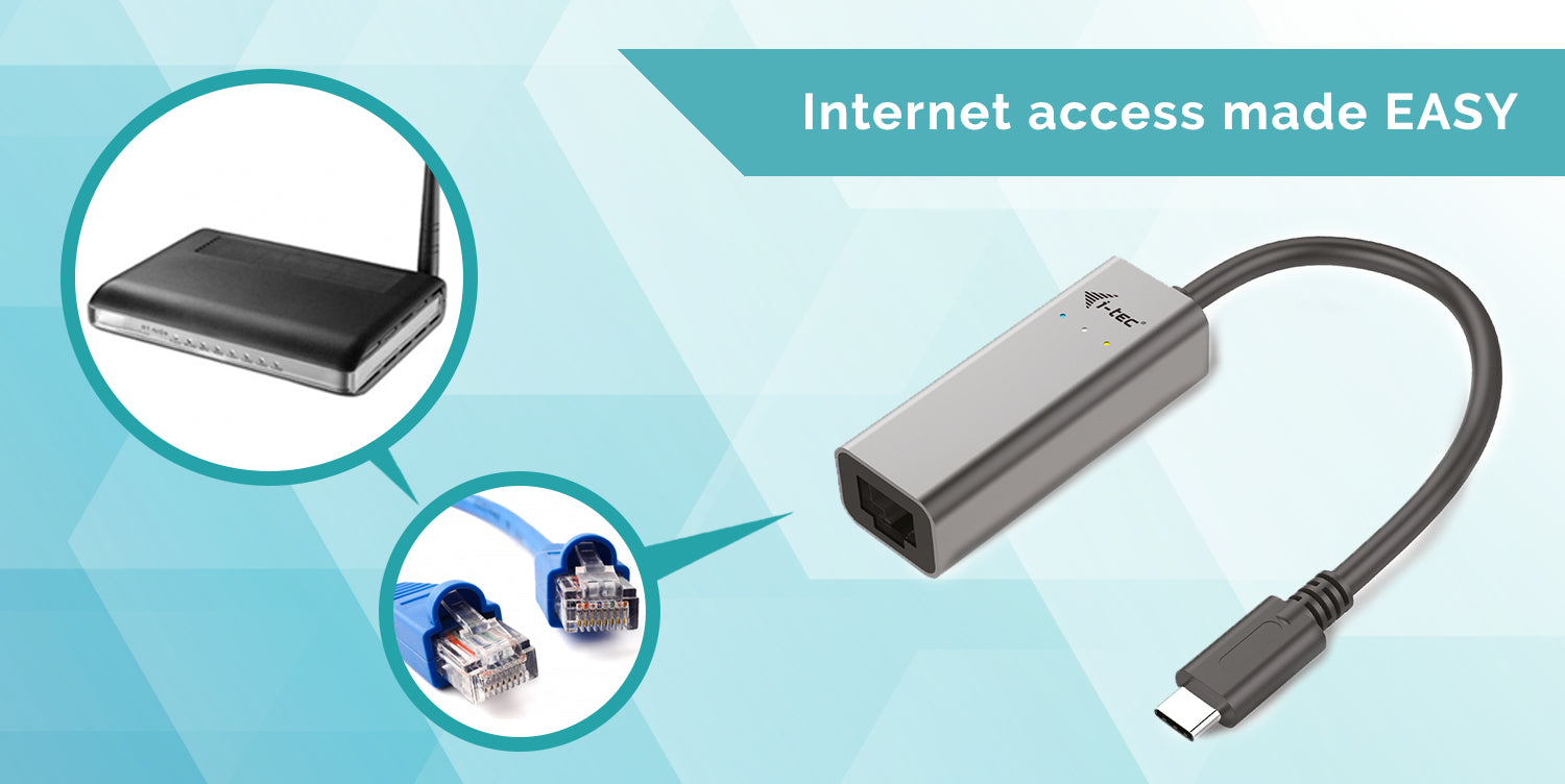 I-TEC USB-C Metal Gigabit Ethernet Adapter 1xUSB-C to RJ-45 LED compatible with Thunderbolt 3