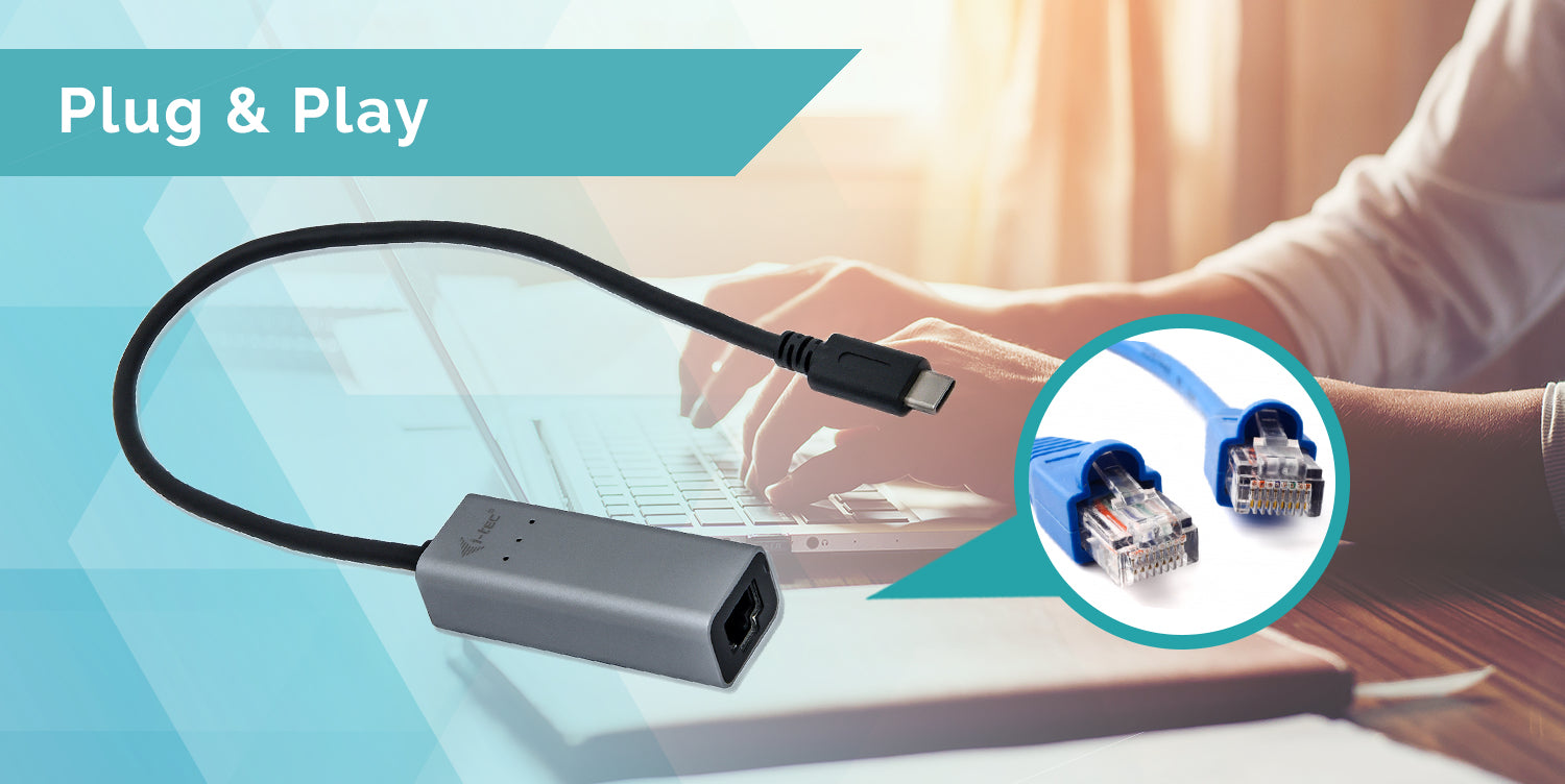 I-TEC USB-C Metal Gigabit Ethernet Adapter 1xUSB-C to RJ-45 LED compatible with Thunderbolt 3