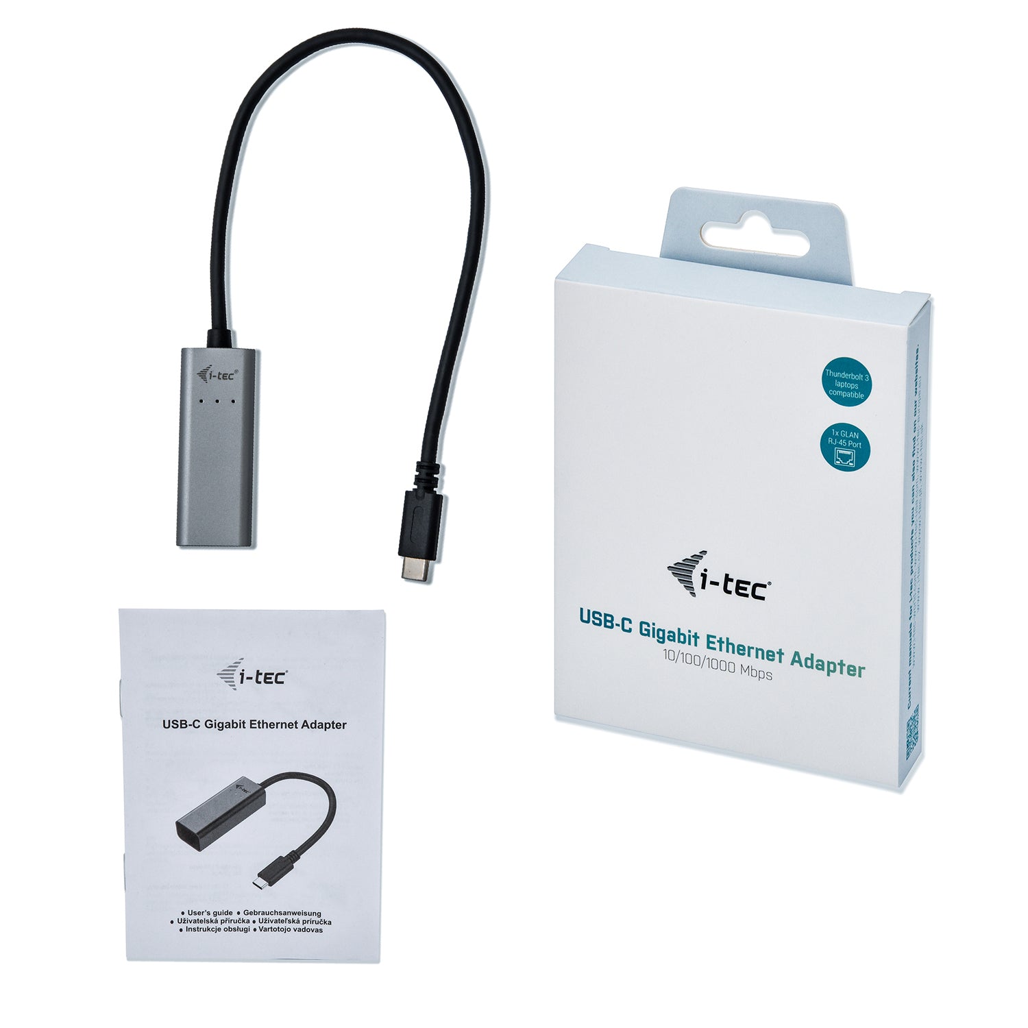 I-TEC USB-C Metal Gigabit Ethernet Adapter 1xUSB-C to RJ-45 LED compatible with Thunderbolt 3
