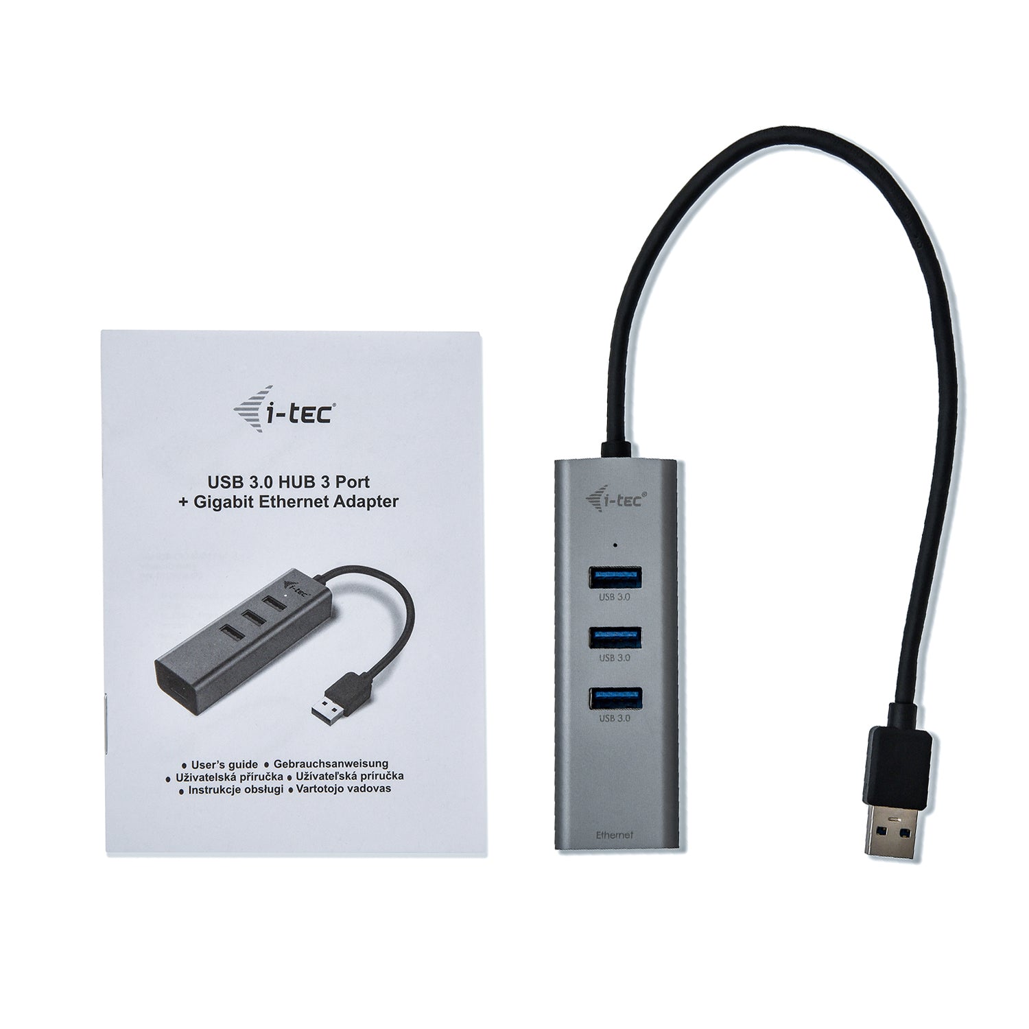 I-TEC USB 3.0 Metal 3-Port HUB with Gigabit Ethernet Adapter 1xUSB 3.0 to RJ-45 3xUSB 3.0 Port LED