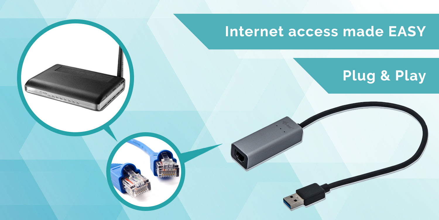I-TEC USB 3.0 Metal Gigabit Ethernet Adapter 1xUSB 3.0 to RJ-45 LED for Notebook Tablet PC Windows Mac Linux Android