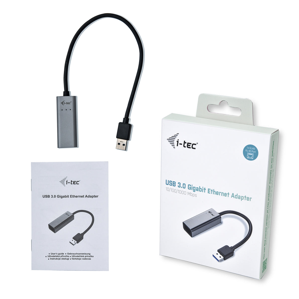 I-TEC USB 3.0 Metal Gigabit Ethernet Adapter 1xUSB 3.0 to RJ-45 LED for Notebook Tablet PC Windows Mac Linux Android