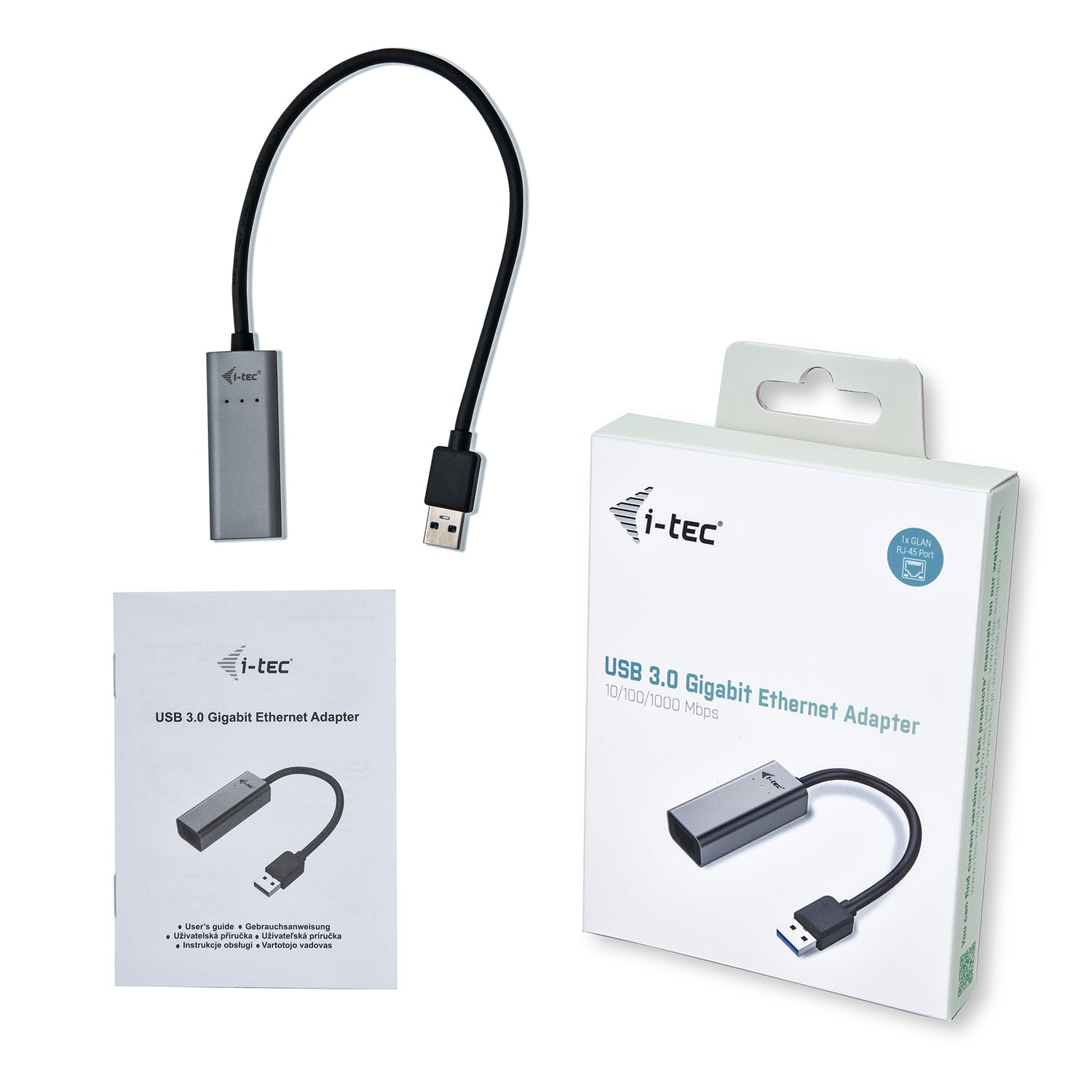 I-TEC USB 3.0 Metal Gigabit Ethernet Adapter 1xUSB 3.0 to RJ-45 LED for Notebook Tablet PC Windows Mac Linux Android