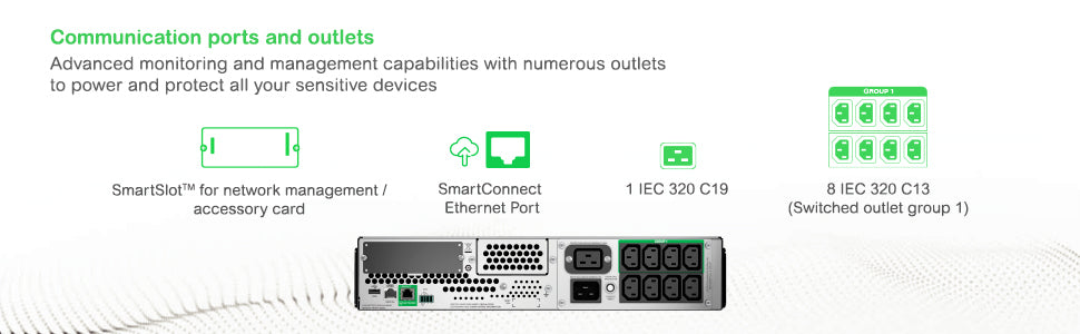 APC Smart-UPS SMT3000RMI2UC UPS Rack AC 230V 2700Watt 3000VA 1-phase RS-232 USB oc 12 2U BK with APC SmartConnect