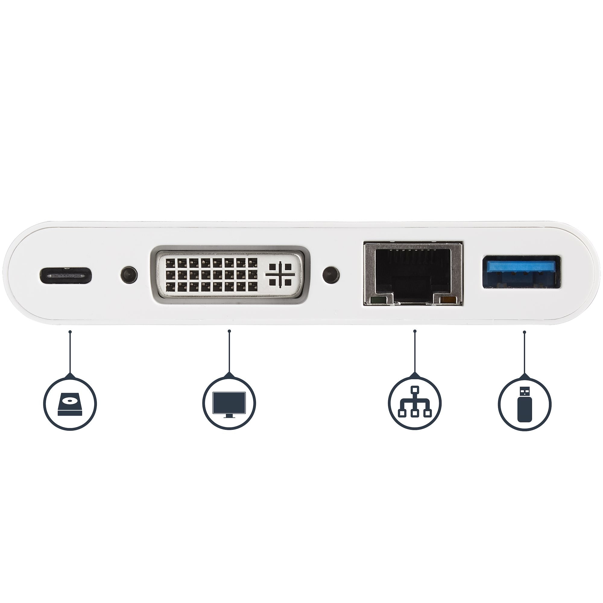 Multiport Adapter - USB C DVI PD White