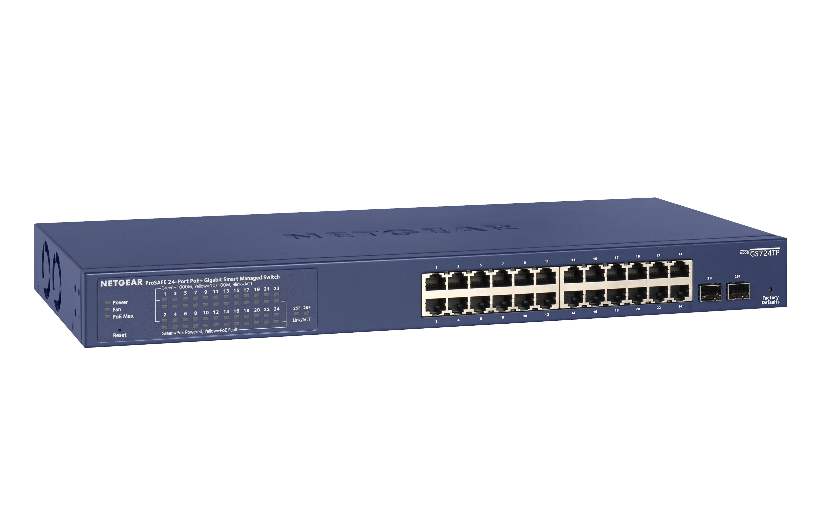 NETGEAR GS724TP Géré L2/L3/L4 Gigabit Ethernet (10/100/1000) Connexion Ethernet, supportant l'alimentation via ce port (PoE) 1U Noir, Gris
