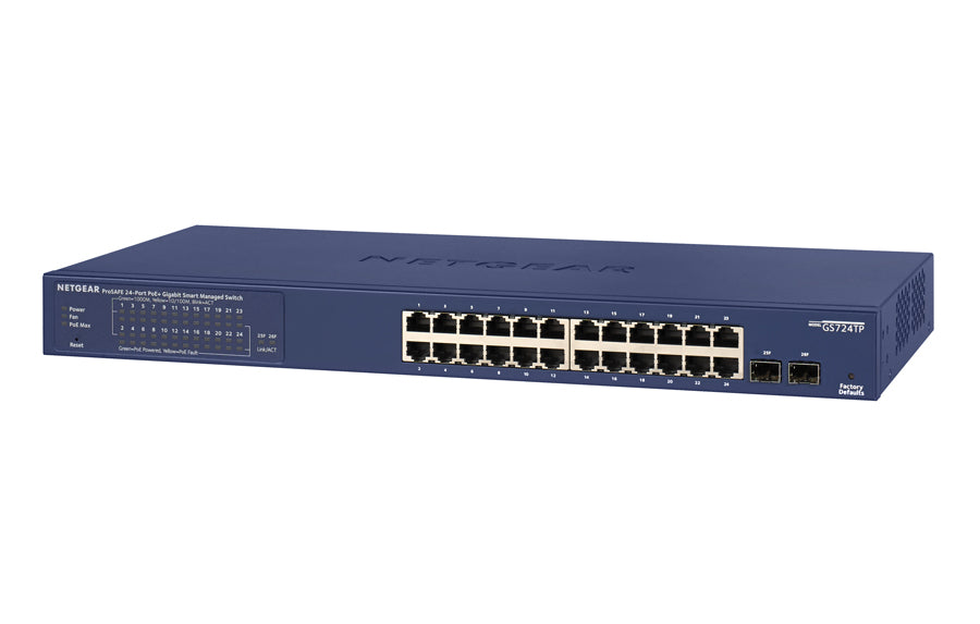 NETGEAR GS724TP Géré L2/L3/L4 Gigabit Ethernet (10/100/1000) Connexion Ethernet, supportant l'alimentation via ce port (PoE) 1U Noir, Gris