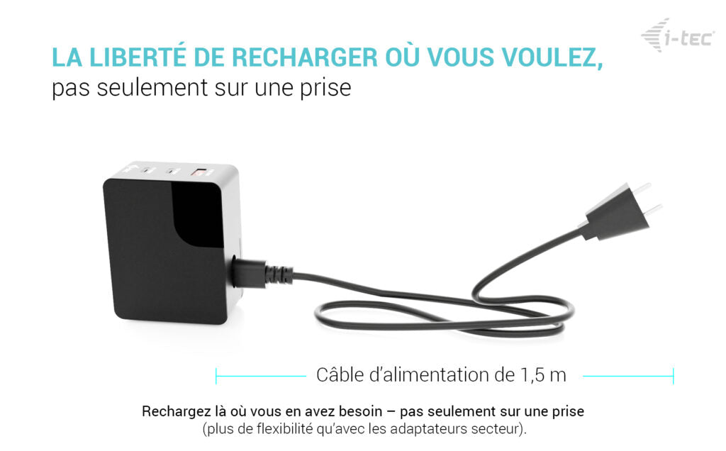 I-TEC 100W Intelligent Multiport USB Charger 2x USB-C 1x USB-A LCD display