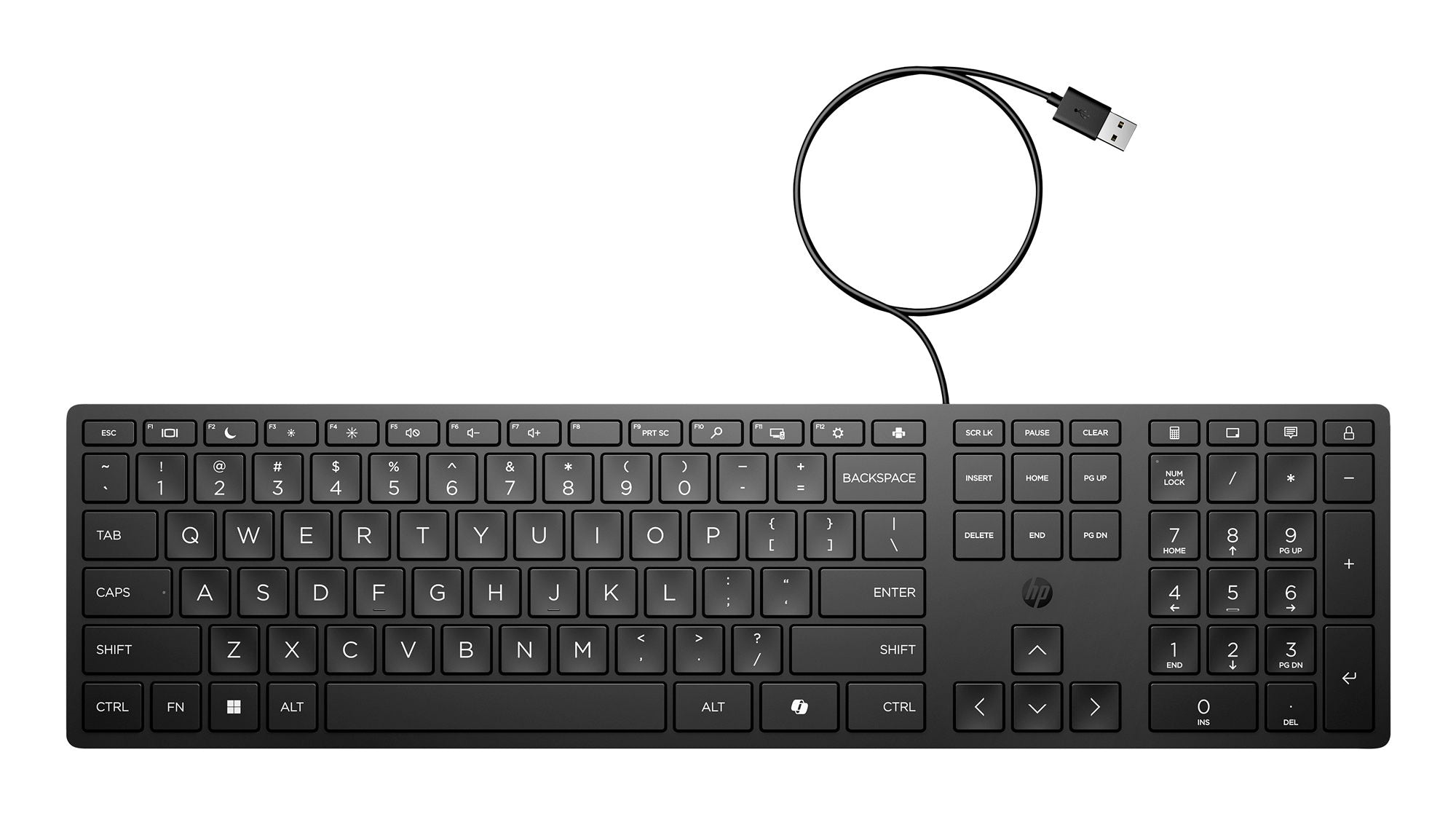 HP 320K Wired Keyboard clavier Bureau USB Noir