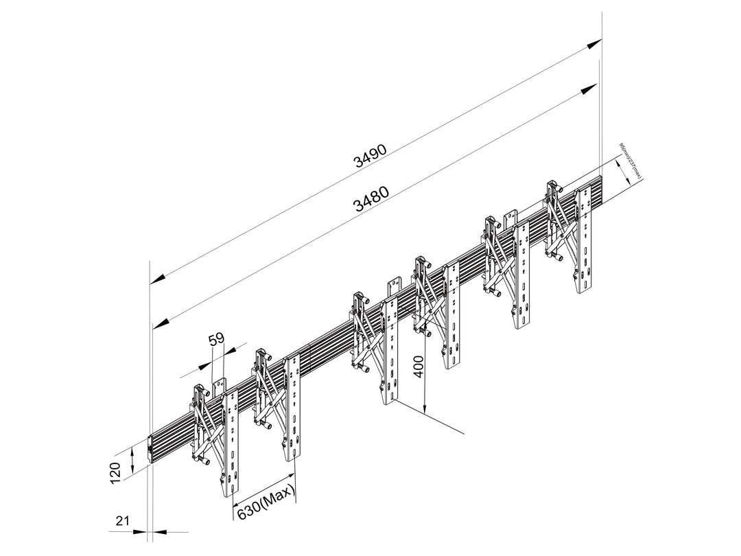 Fixation push in pop out MBW3U MULTIBRACKETS Noir pour moniteur 101,6cm 40 165,