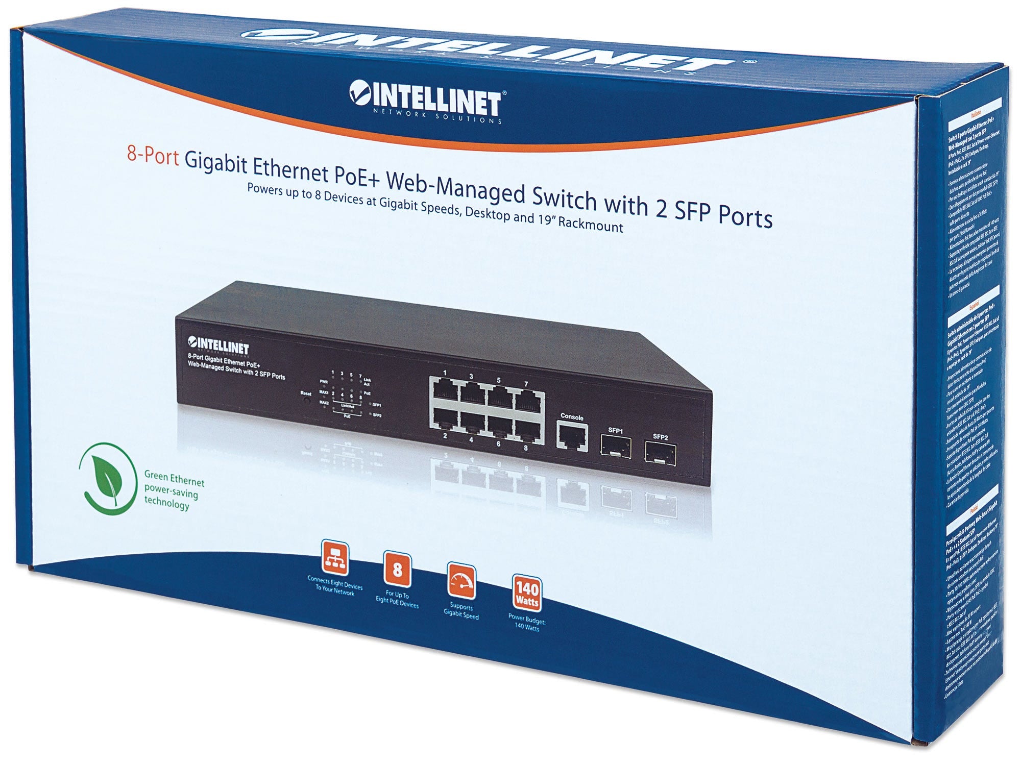 Intellinet 561167 commutateur réseau Géré Gigabit Ethernet (10/100/1000) Connexion Ethernet, supportant l'alimentation via ce port (PoE) Noir
