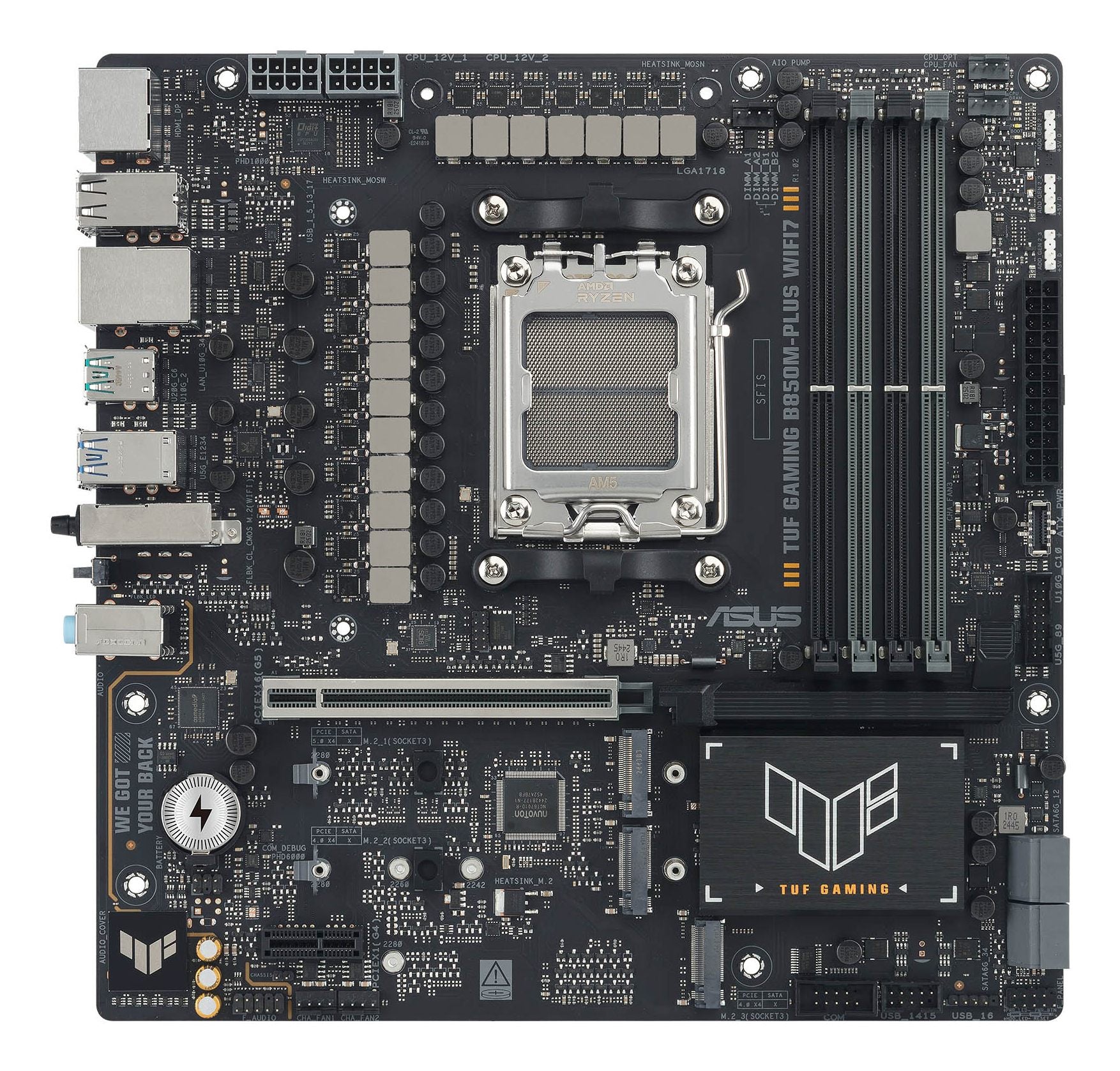 ASUS AMD TUF GAMING B850M-PLUS WIFI7 Micro-ATX motherboard DDR5 PCIe 5.0 3xM.2 1xHDMI 1xDisplayPort