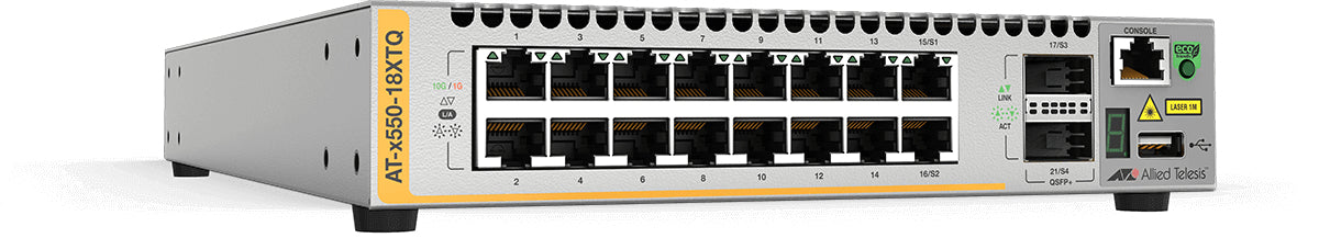 ALLIED 16x 1G/10G-T 2x QSFP+ L3 10G Intelligent Switch 10G/40G Stacking EU Power Cord