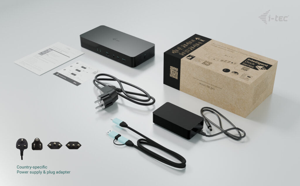 I-TEC Universal Intelligent Dual Display DS 2xHDMI 2xDP 1xGLAN 2xUSB-C Gen2 3xUSB-A Gen2 2xUSB-A Gen1 1xAudio/Mic PD100W KL