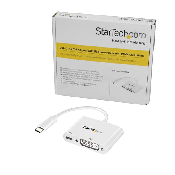 USB-C to DVI Adapter with USB PD White