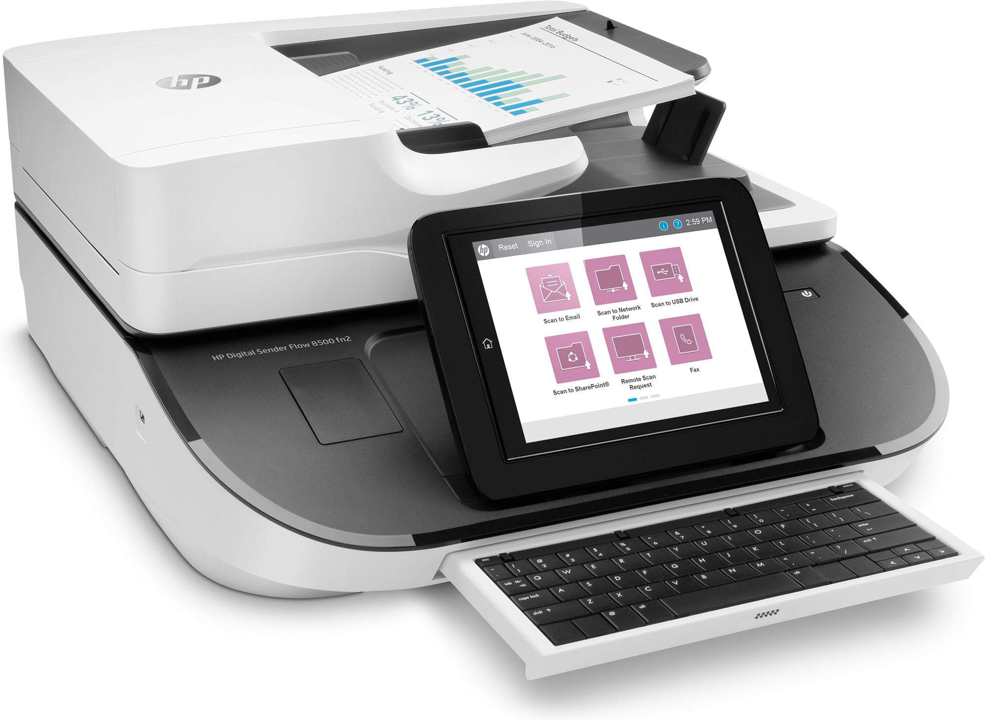 HP Digital Sender Flow 8500fn2 Document scanner CIS Duplex 216x864mm 600dpix600dpi 92ppm ADF 150sheets 10000scans USB LAN