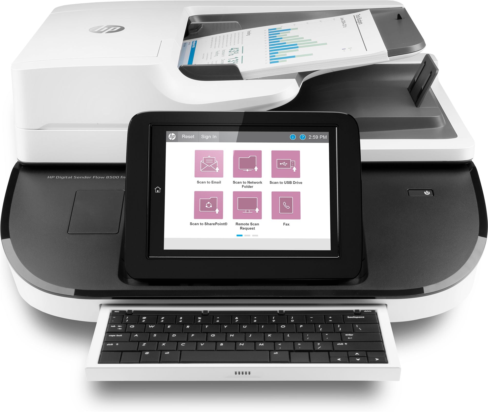 HP Digital Sender Flow 8500fn2 Document scanner CIS Duplex 216x864mm 600dpix600dpi 92ppm ADF 150sheets 10000scans USB LAN