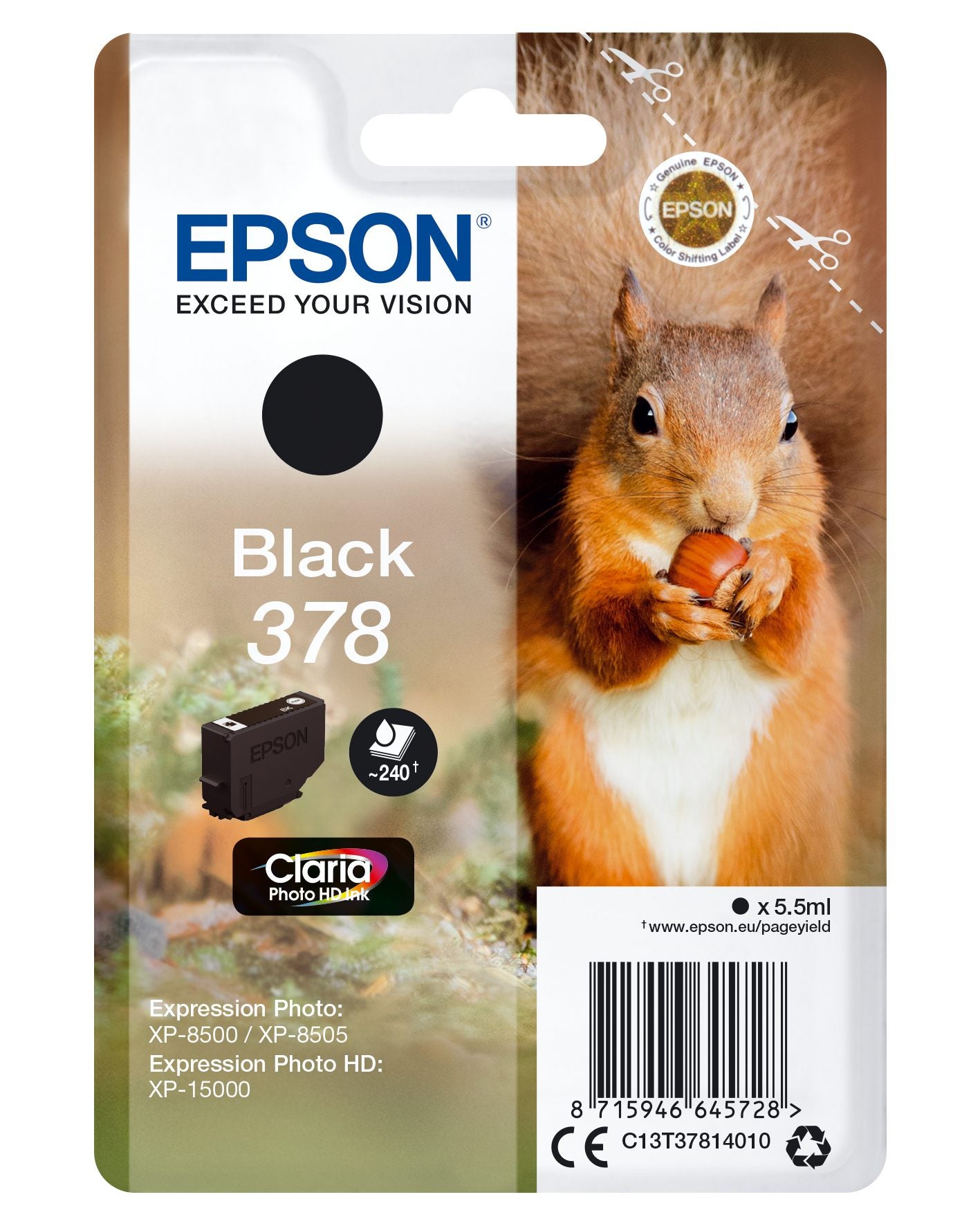 EPSON 5LB 378 Black Ink Cartridge with security w/s