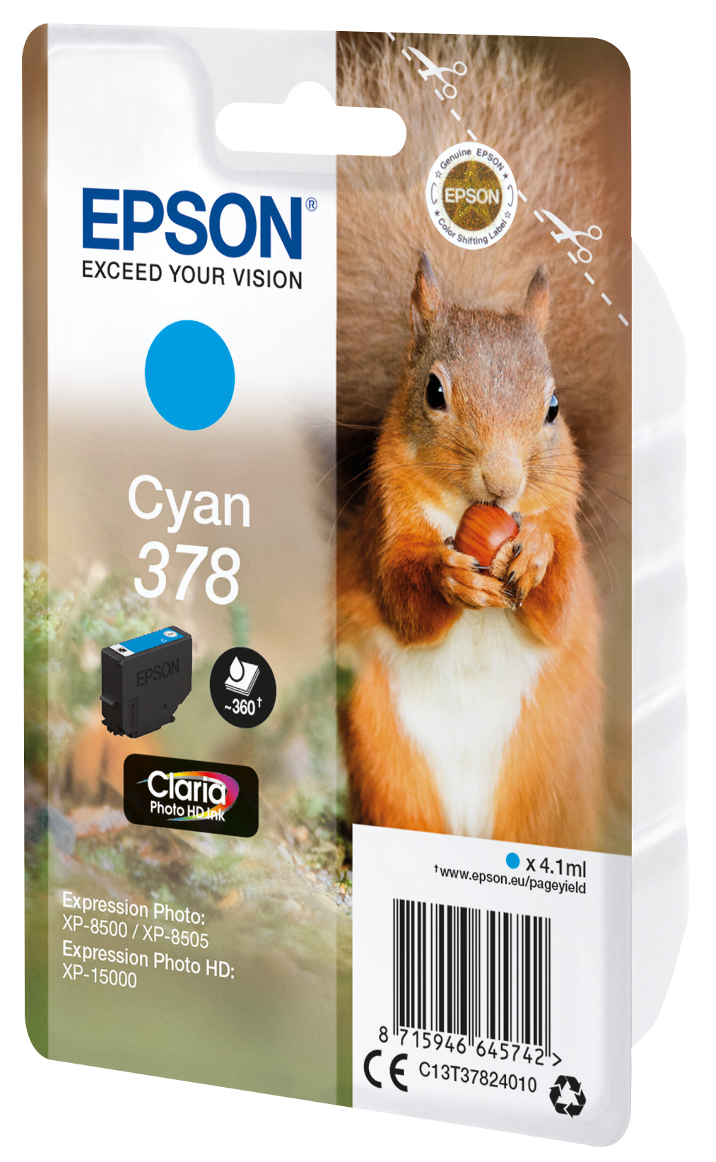 EPSON 1LB Singlepack Cyan 378 Eichhörnchen Clara Photo HD Ink