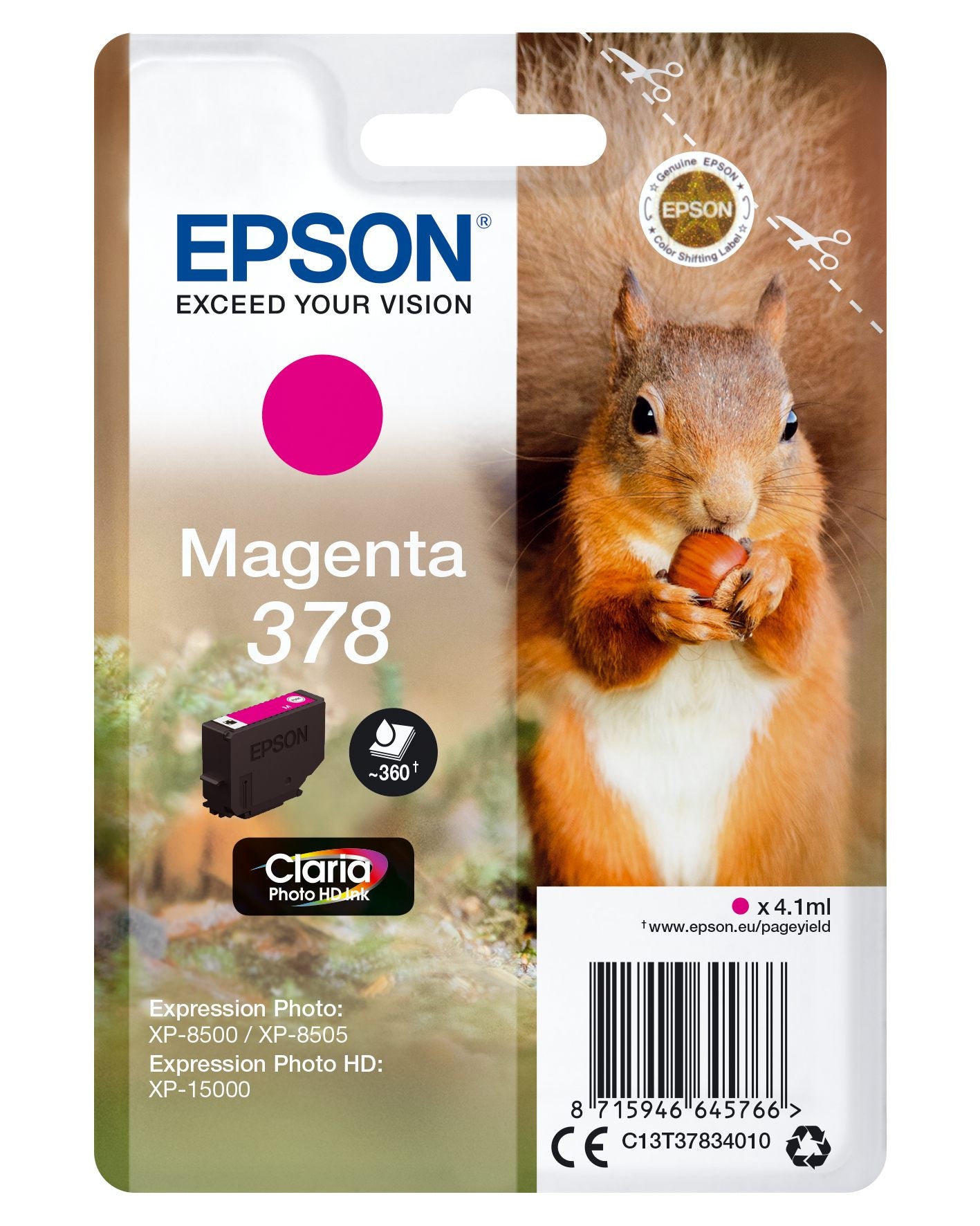 EPSON 4LB Singlepack Magenta 378 Eichhörnchen Clara Photo HD Ink