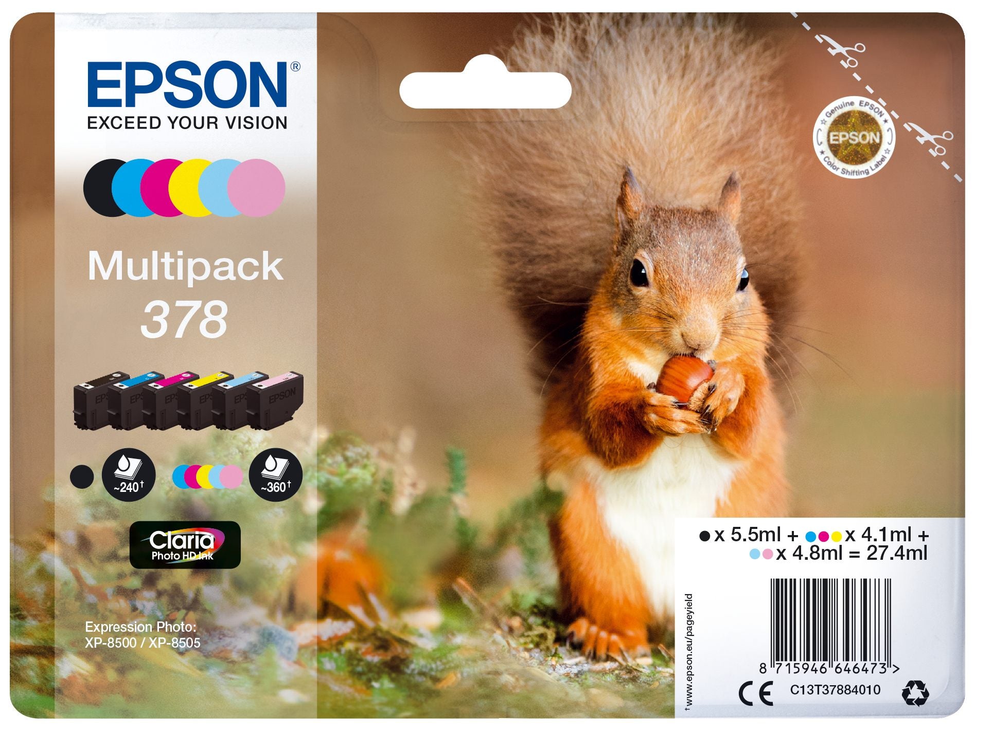 EPSON 1LB 378 Mpack Ink Cartridge BK C M Y LC LM BLISTER w/s