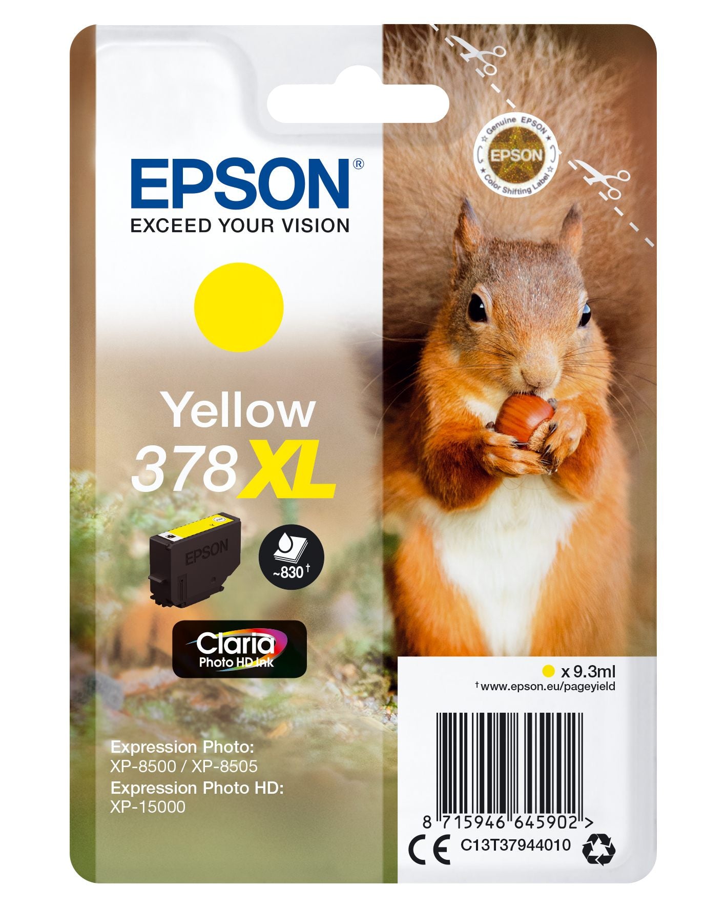 EPSON 4LB 378XL Yellow Ink Cartridge With Security w/s