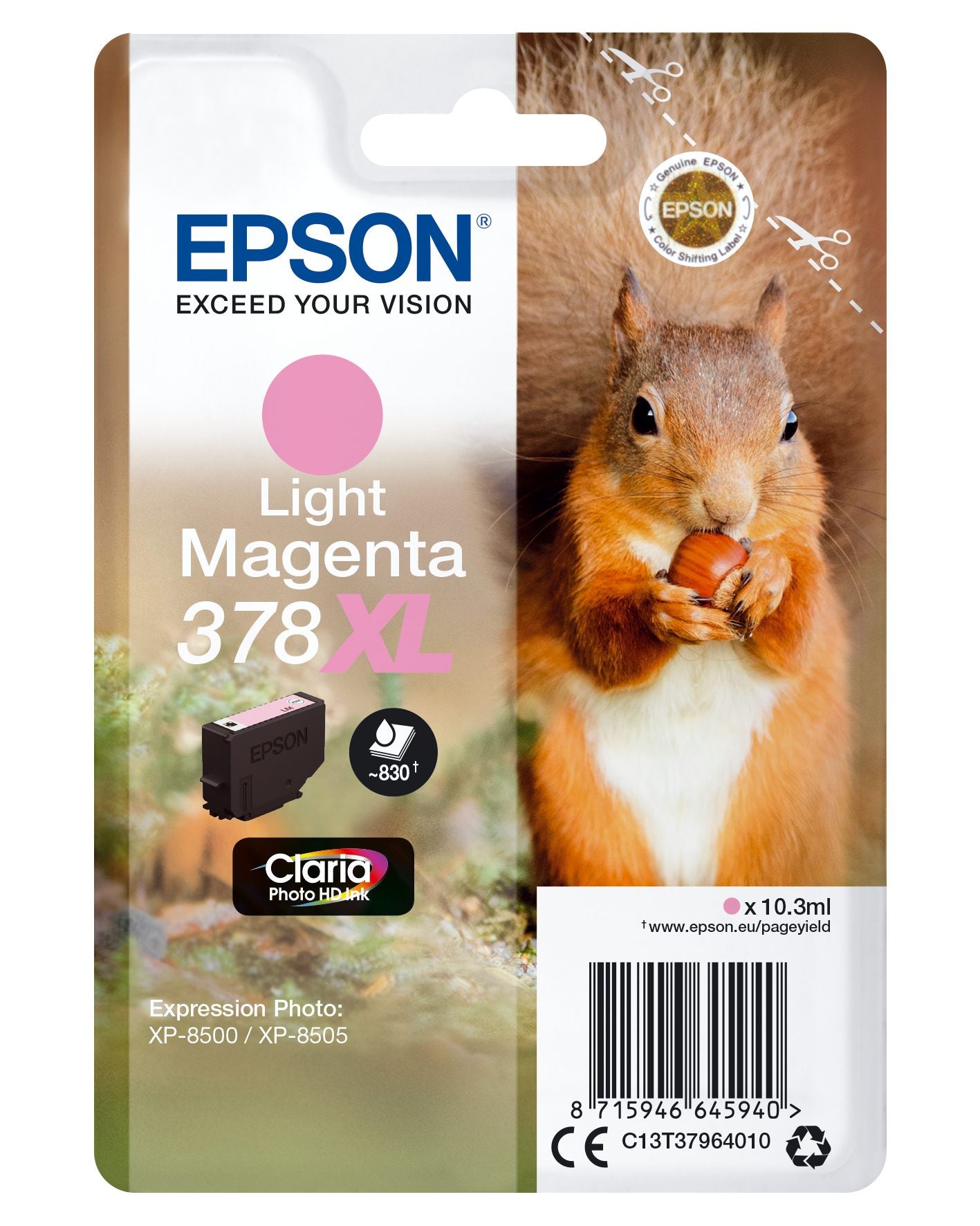 EPSON Encre Claria Photo HD - Cartouche Ecureuil 378 Magenta clair (XL) sans alarme