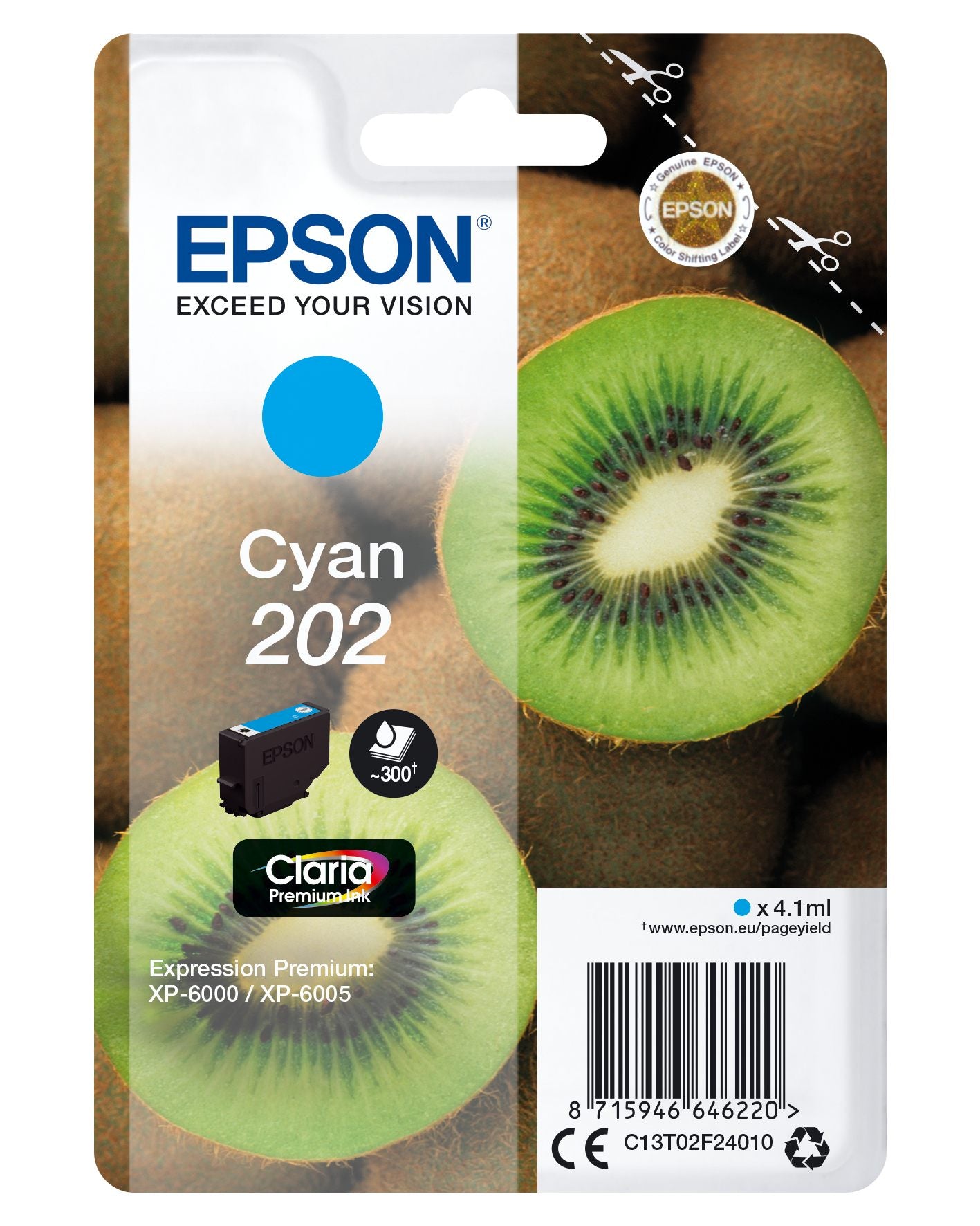 EPSON 1LB Singlepack Cyan 202 Kiwi Clara Premium Ink