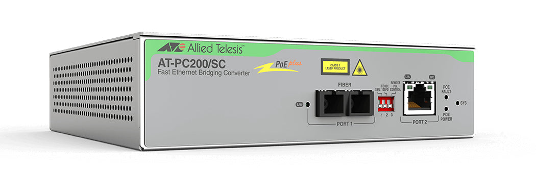 Convert.Media/Switch, 1x100Bas eFX/SC vers 1x100baseTX POE+