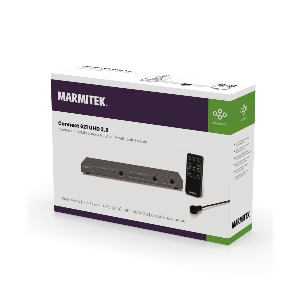 MARMITEK CONNECT 621 SWITCH HDMI 4K 4:1 avec sortie audio