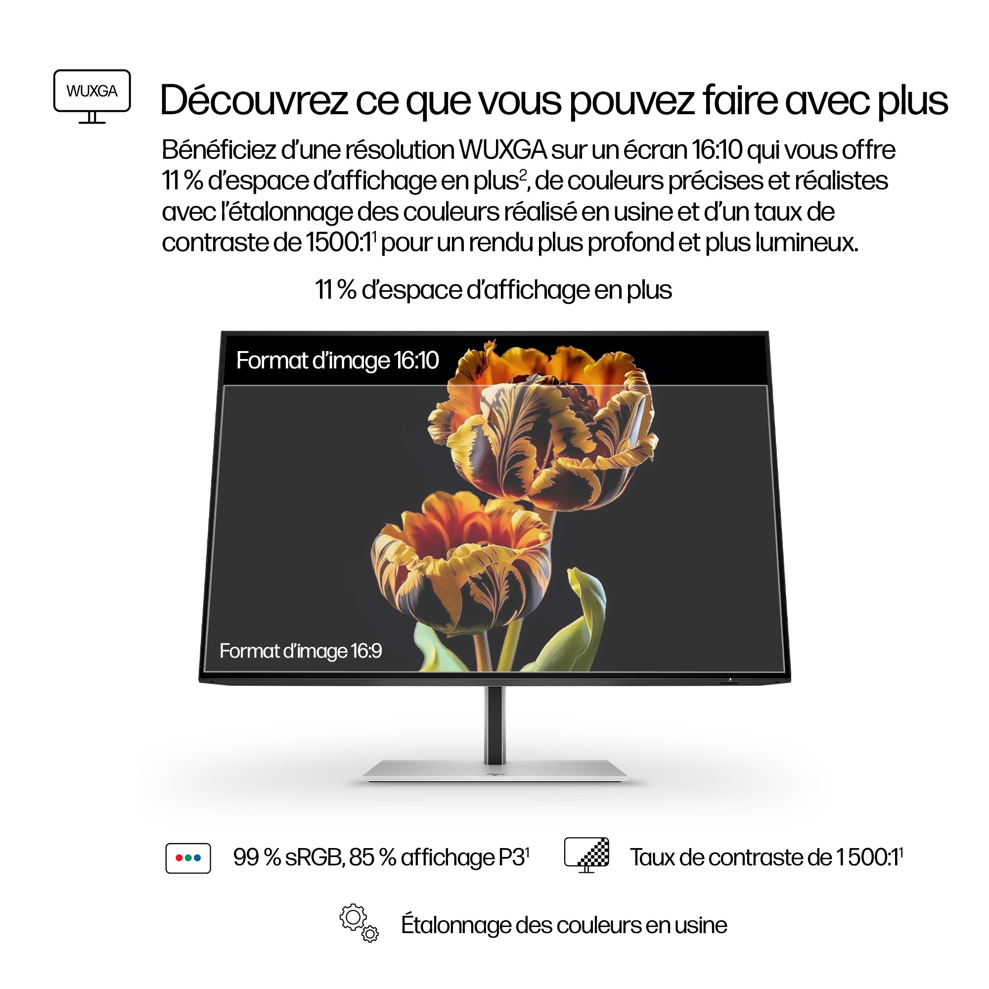 "HP Series 7 Pro 24 inch WUXGA Monitor - 724pn PVC Free écran plat de PC 61 cm (24"") 1920 x 1200 pixels LCD Argent"