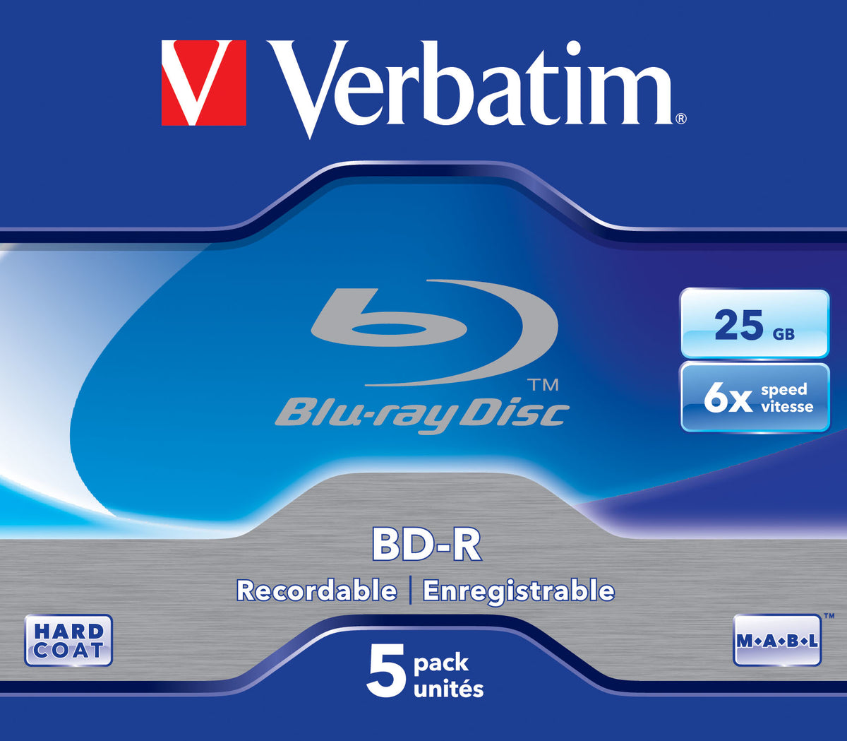 BD-R/25GB 6xspd Single Layer JCase 5pk
