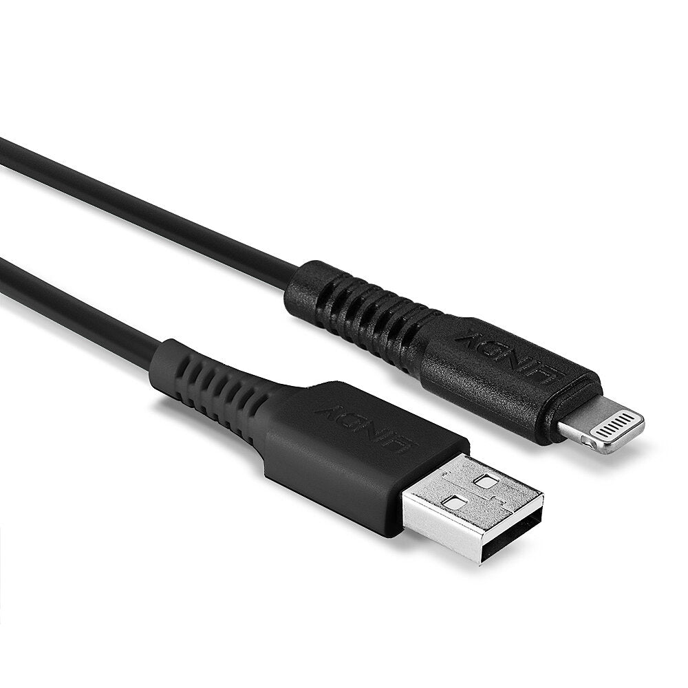 LINDY 0.5m USB to Lightning Cable black Charge and sync Cable for iPhone iPad & iPod
