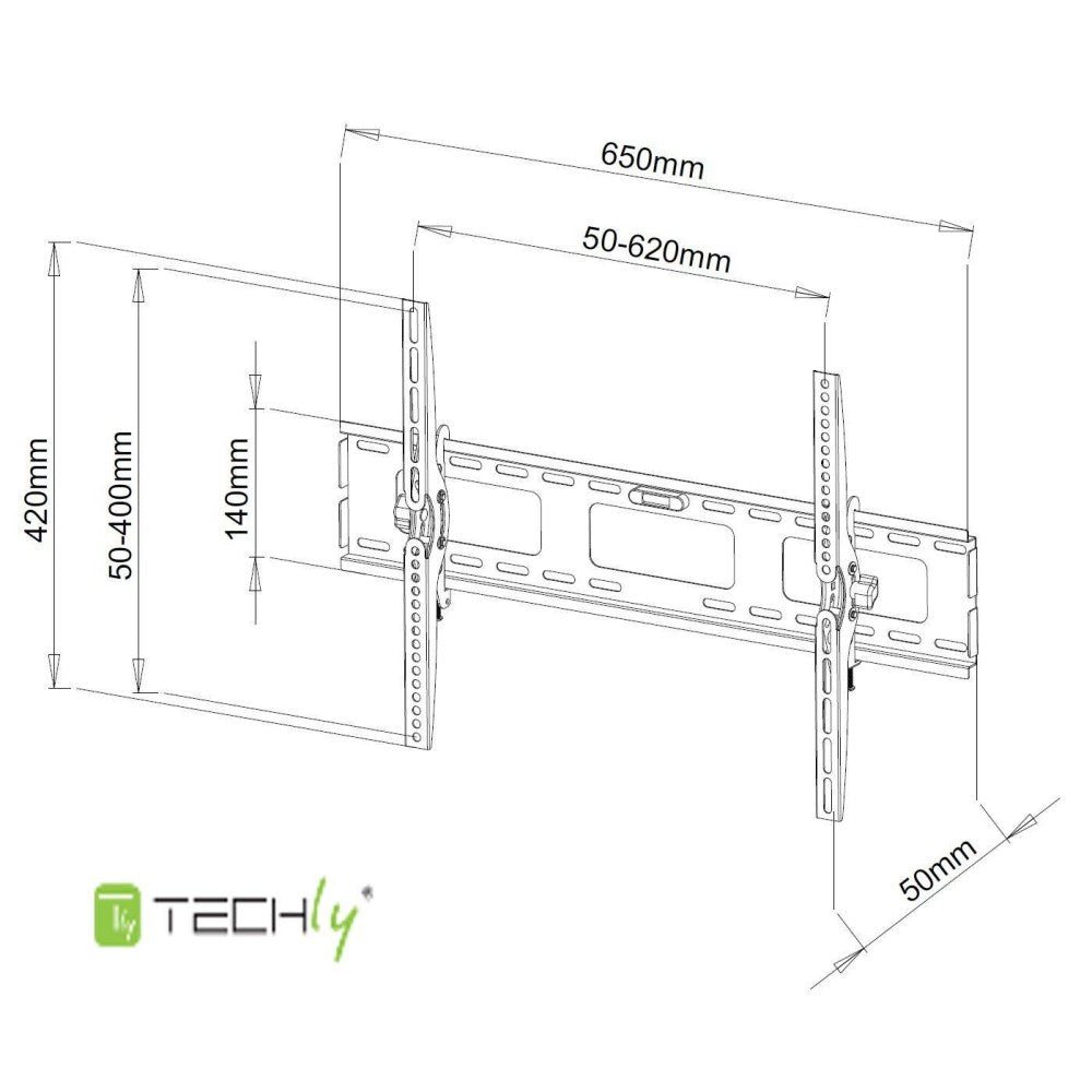 "Techly ICA-PLB 131L Support mural pour TV 40-65"" LED/LCD 60kg inclinable slim 50mm"