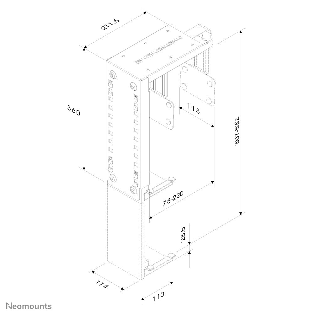 CPU/PC Holder h:30-53cm width PC:8-22cm
