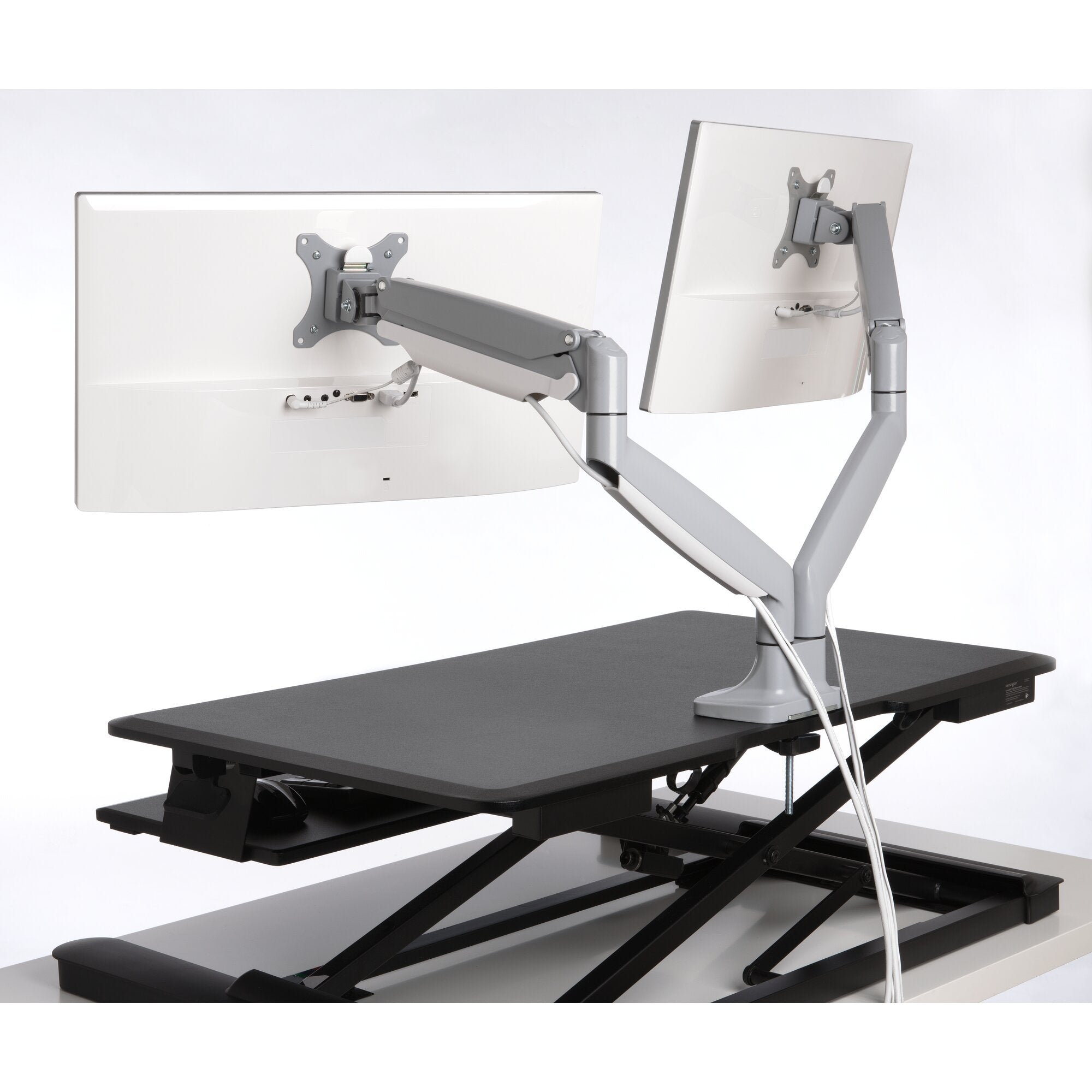 One-touch Height Adjust dual monitor arm