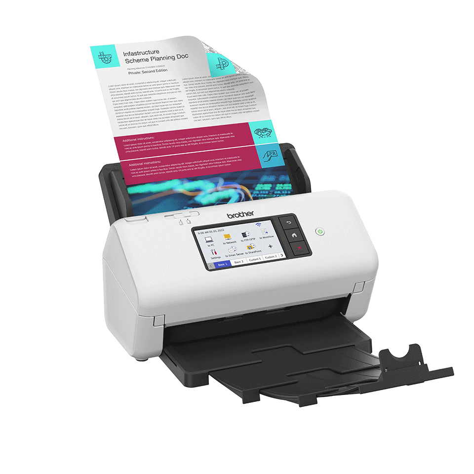 Brother ADS-4700W Chargeur automatique de documents + Scanner a feuille 600 x 600 DPI A4 Noir, Blanc