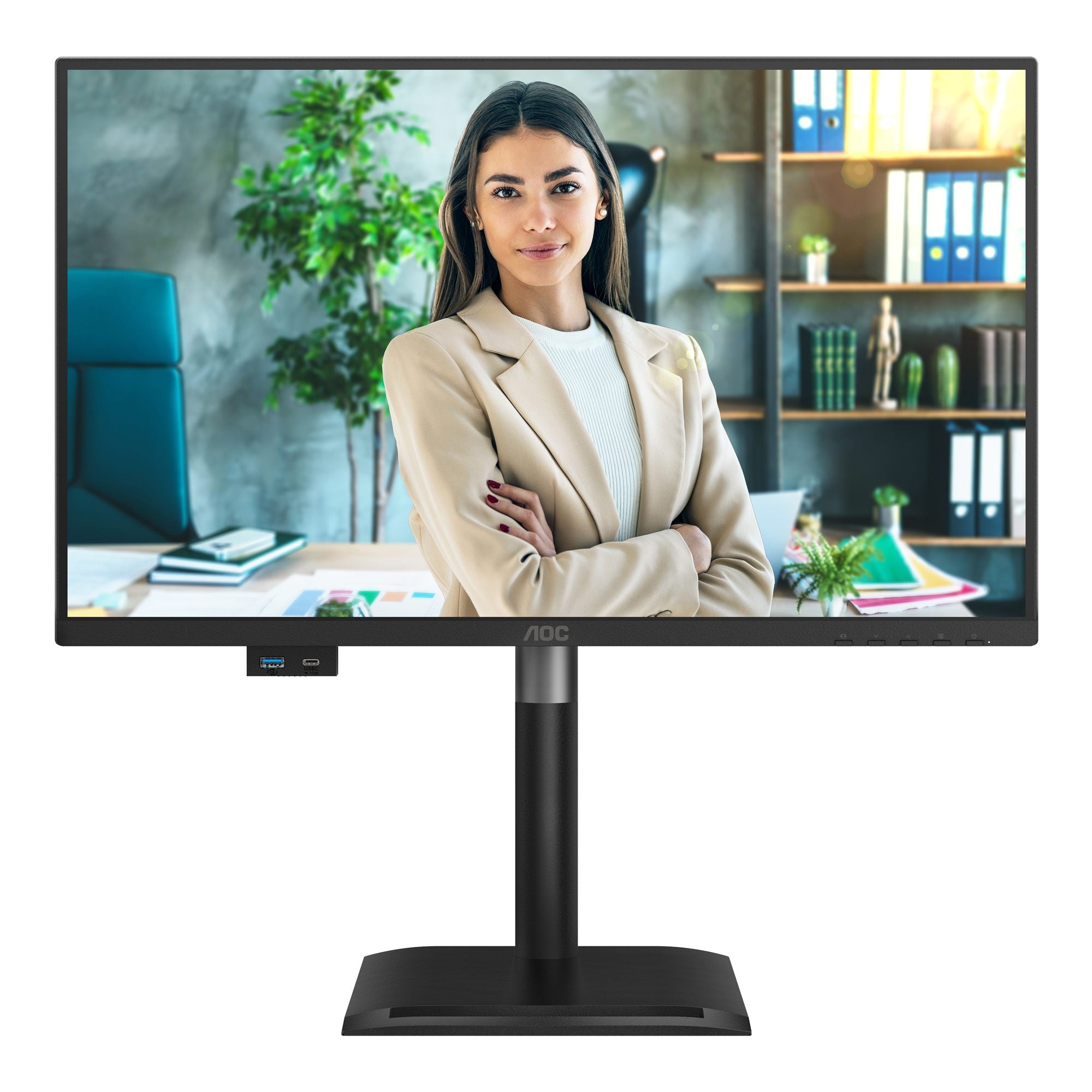 AOC 24P4CV 23.8p IPS FHD 120Hz 4ms HDMI DP USB C PD96W HUB USB Speakers HAS 150mm
