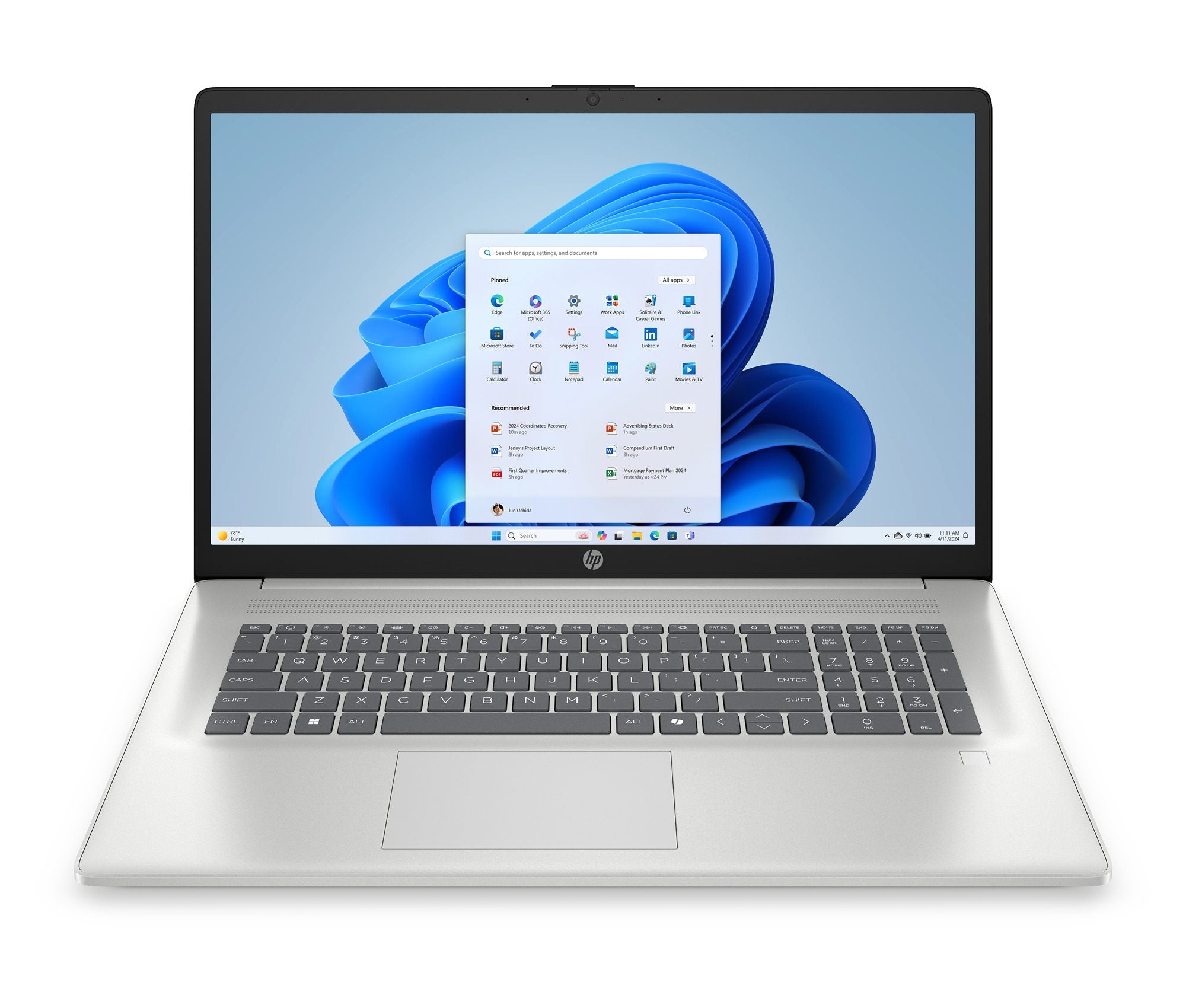 HP Laptop 17-cp2062nf - PC Portable -  AMD Ryzen 3 7320U - 17.3p HD+ - 8Go - 512Go SSD - W11H - Argent naturel