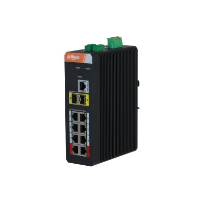 DAHUA- Switch industriel 8 ports PoE 1Gbps, 2 uplink SFP